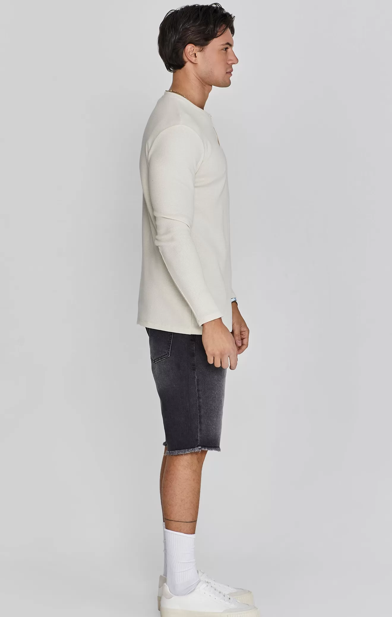 SikSilk T-Shirts^Ecru Henley T-Shirt