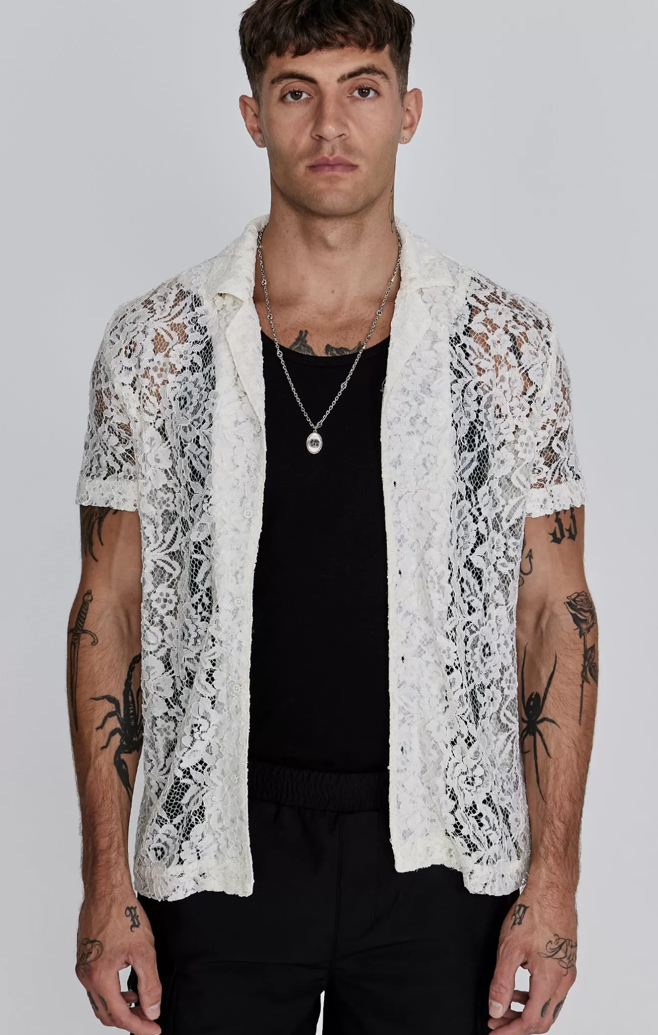 SikSilk Shirts^Ecru Lace Resort Shirt