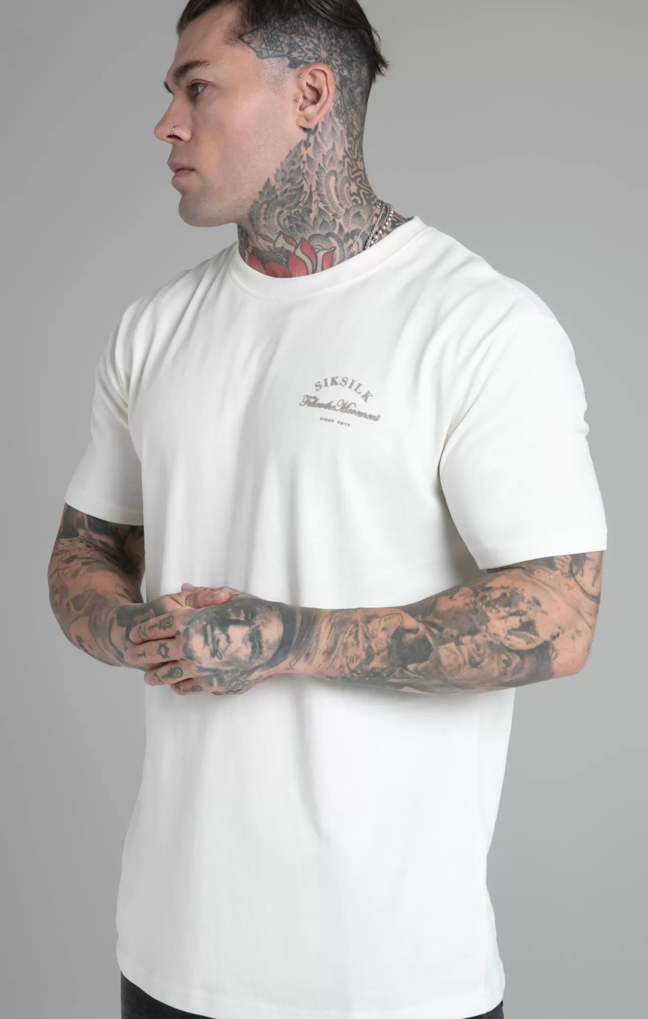 SikSilk T-Shirts^Ecru Relaxed Fit T-Shirt