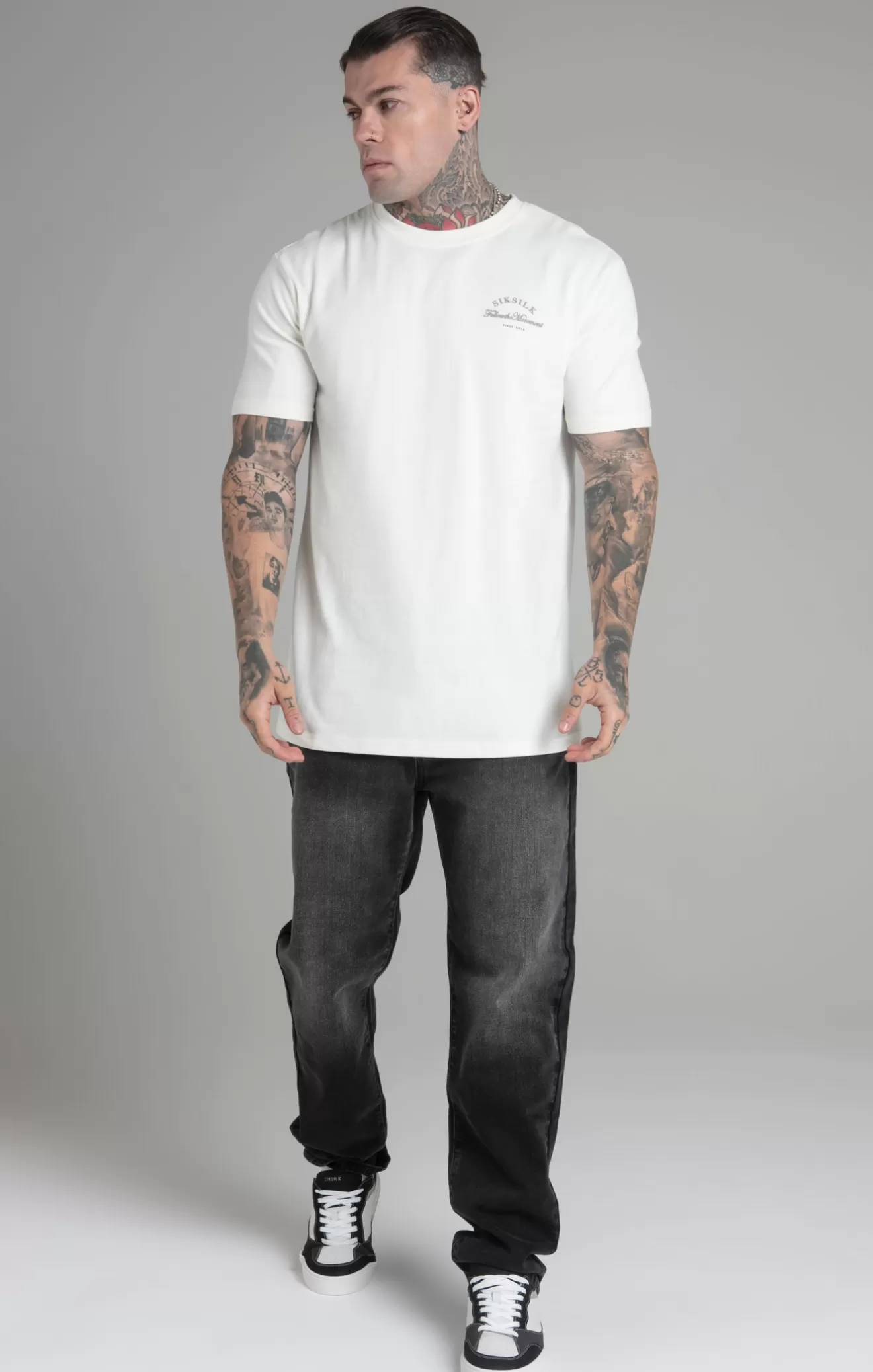 SikSilk T-Shirts^Ecru Relaxed Fit T-Shirt