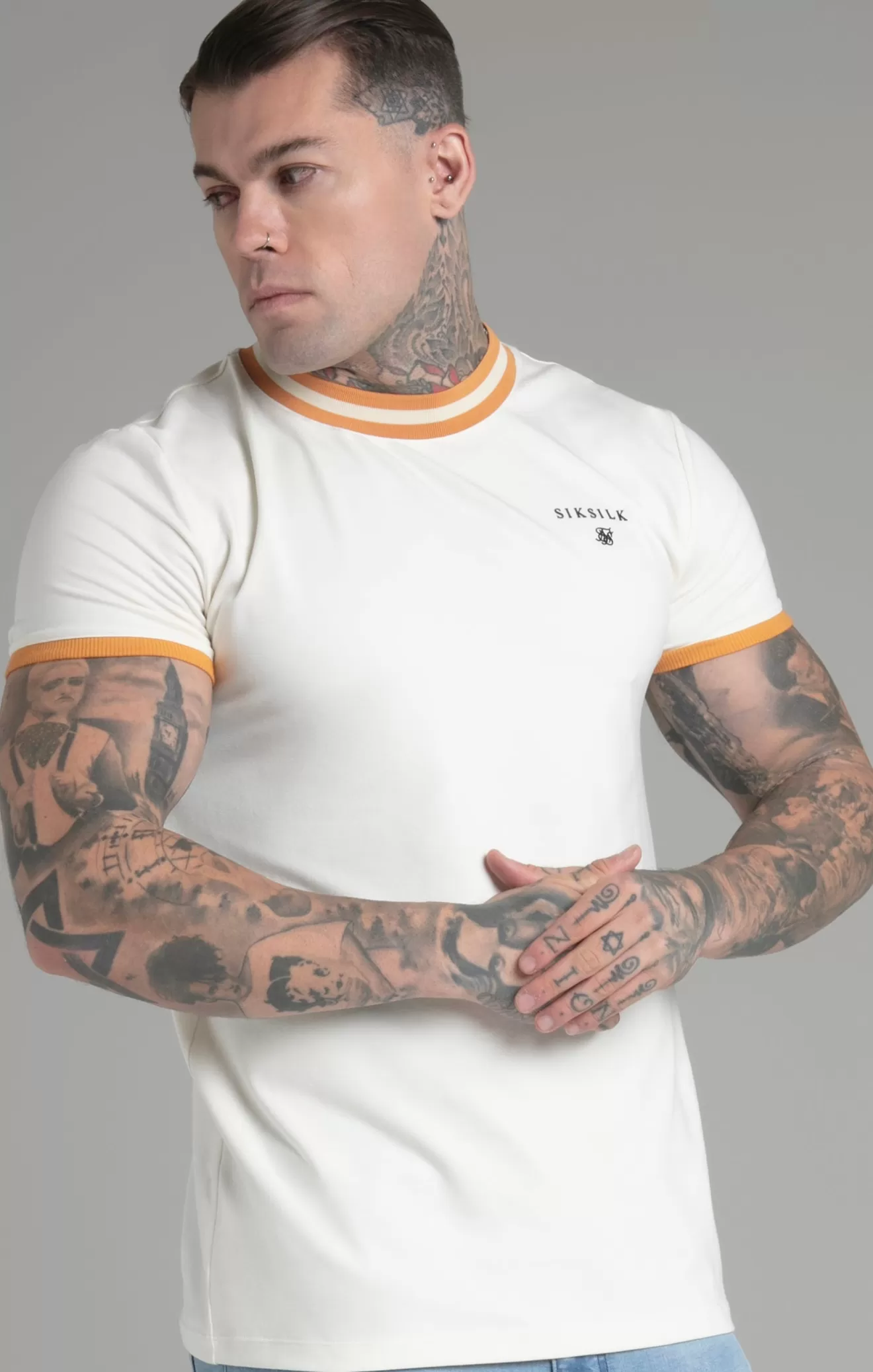SikSilk T-Shirts^Ecru Ringer T-Shirt