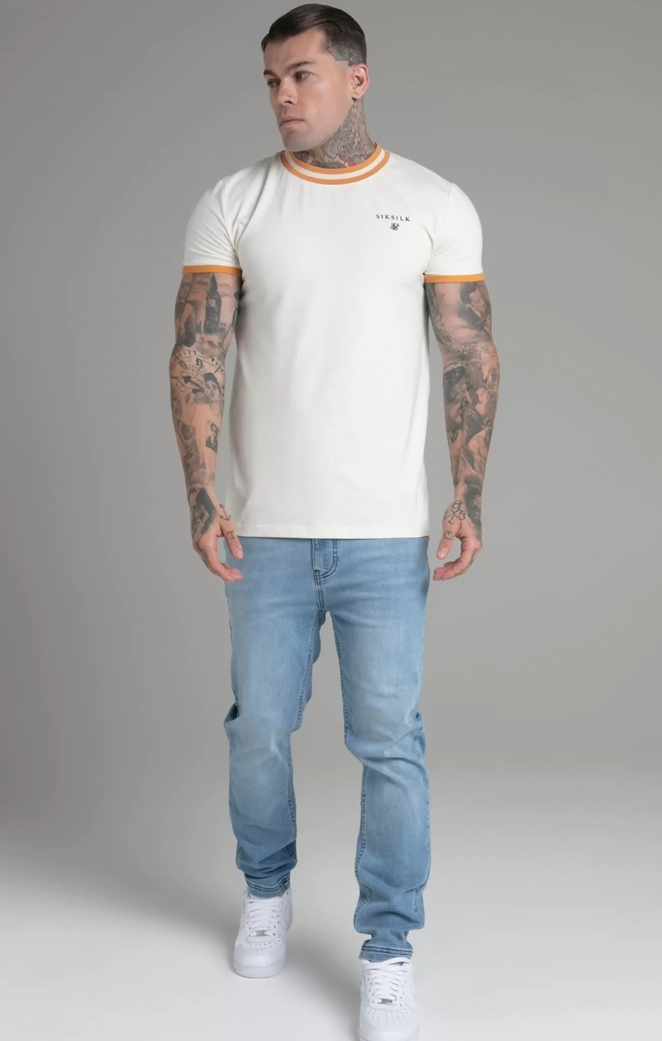 SikSilk T-Shirts^Ecru Ringer T-Shirt