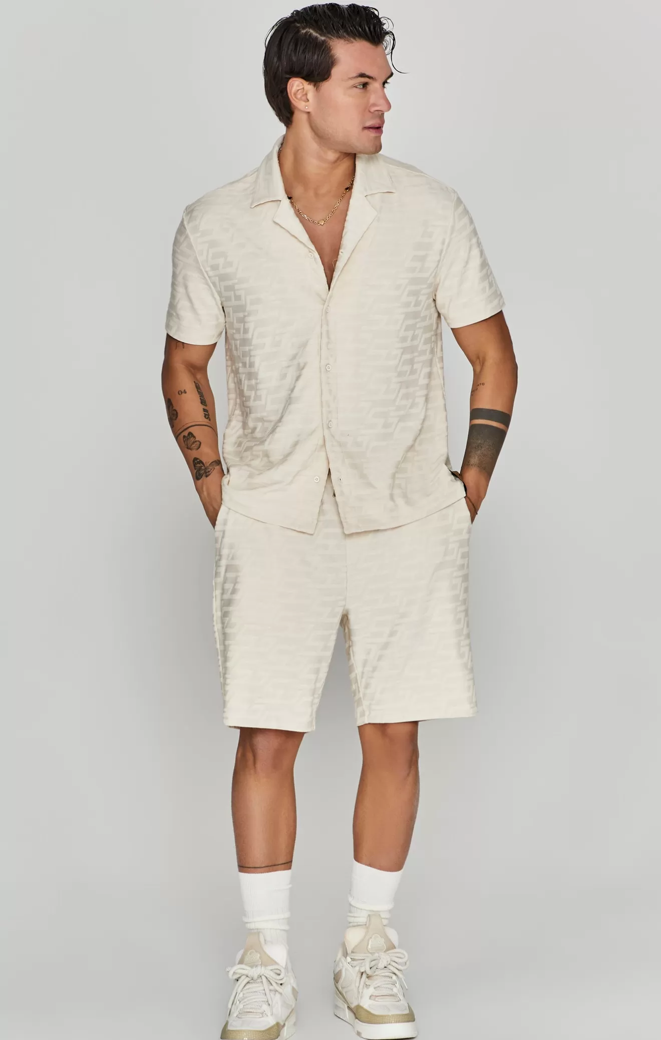 SikSilk Shirts^Ecru Towelling Shirt