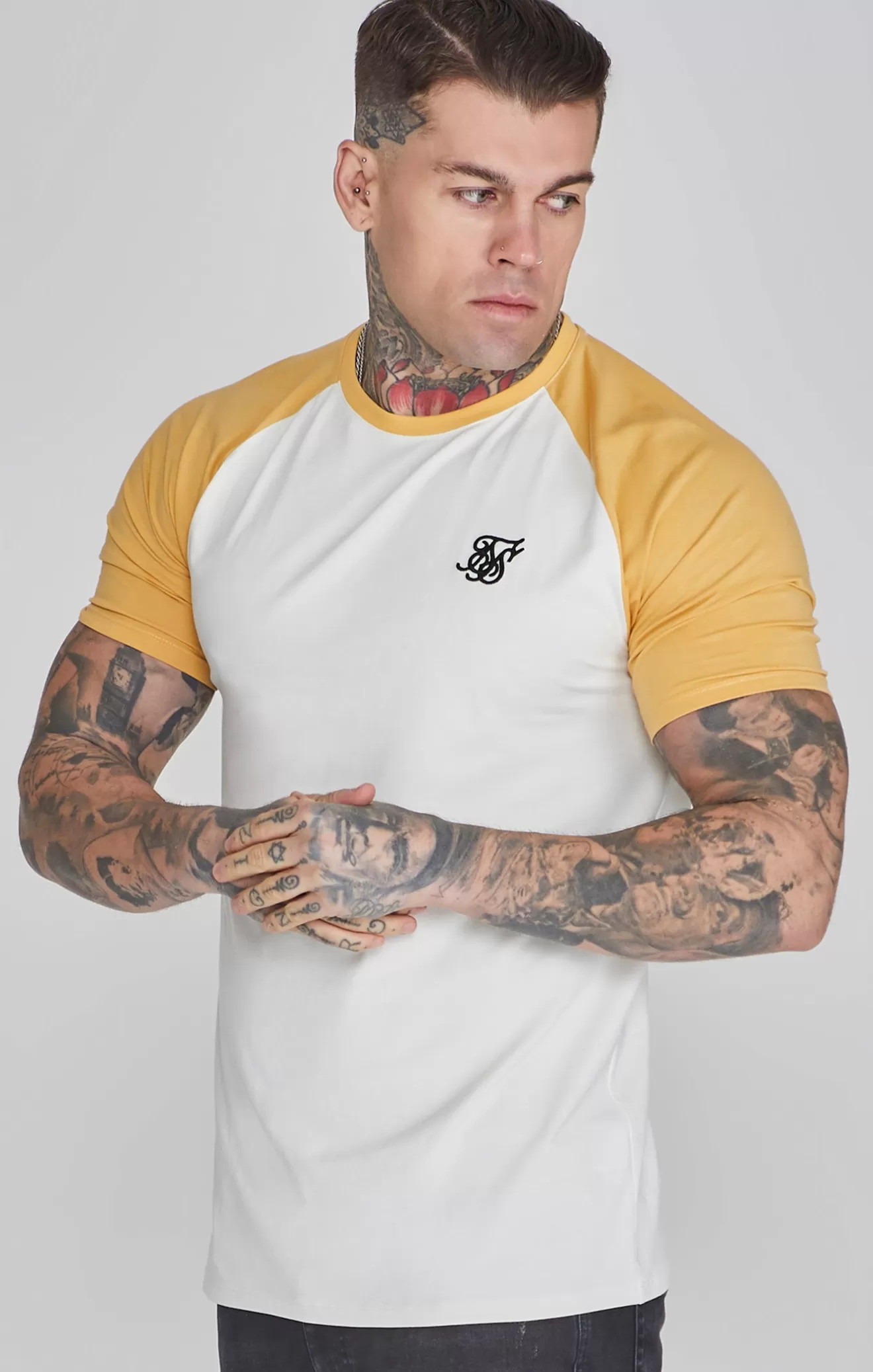 SikSilk T-Shirts^Ecru Yellow Raglan T-Shirt