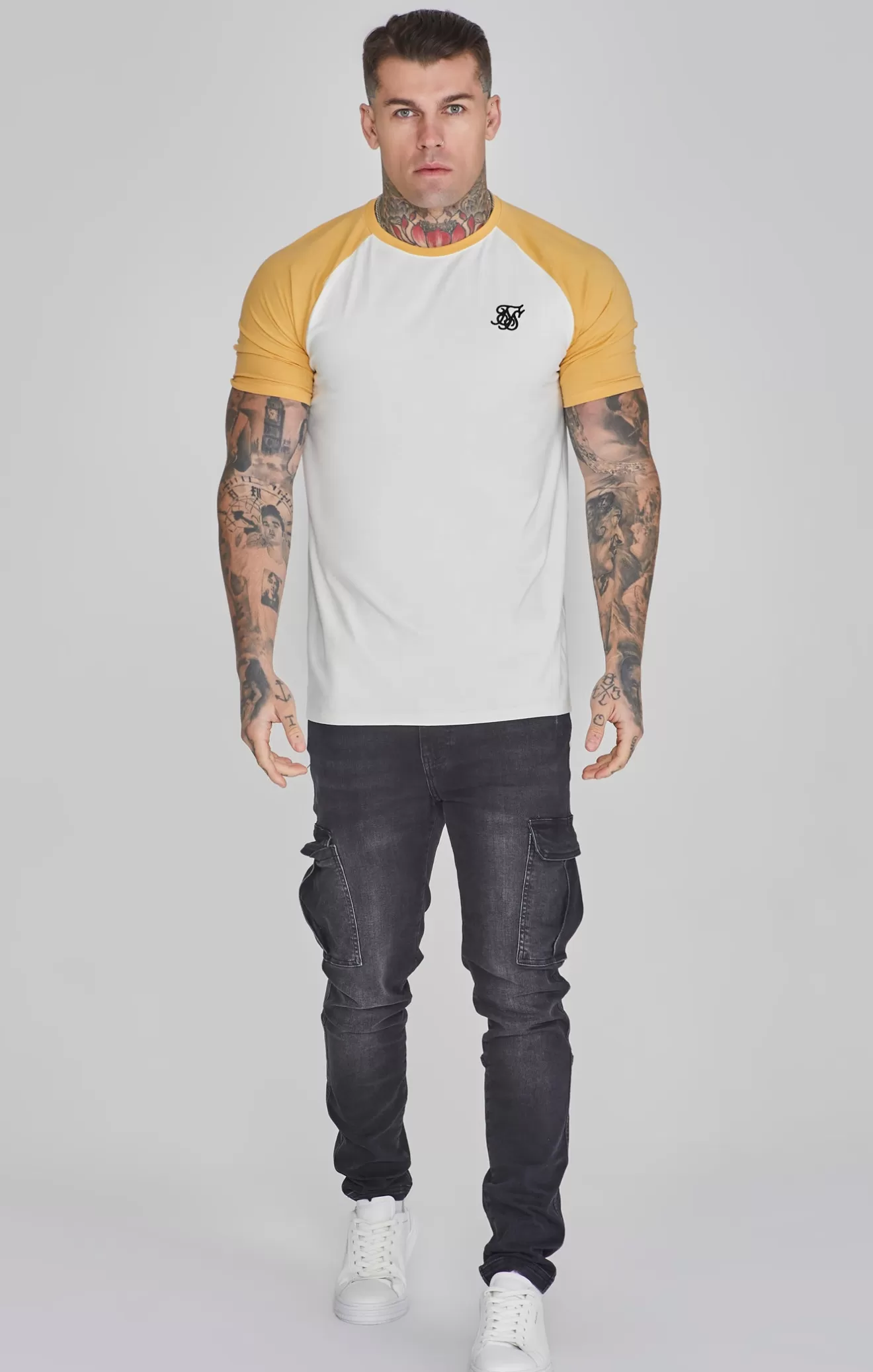SikSilk T-Shirts^Ecru Yellow Raglan T-Shirt