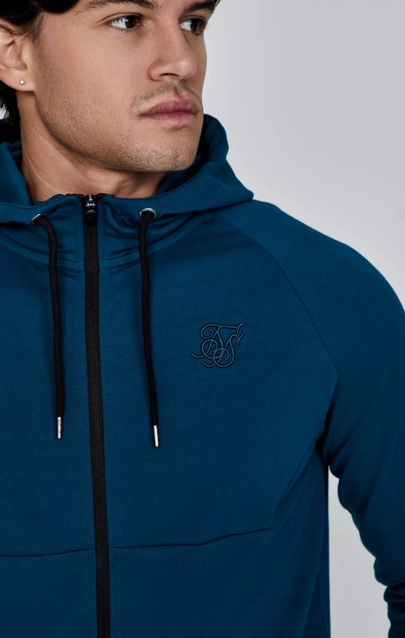 SikSilk Hoodies^Green Full Zip Hoodie