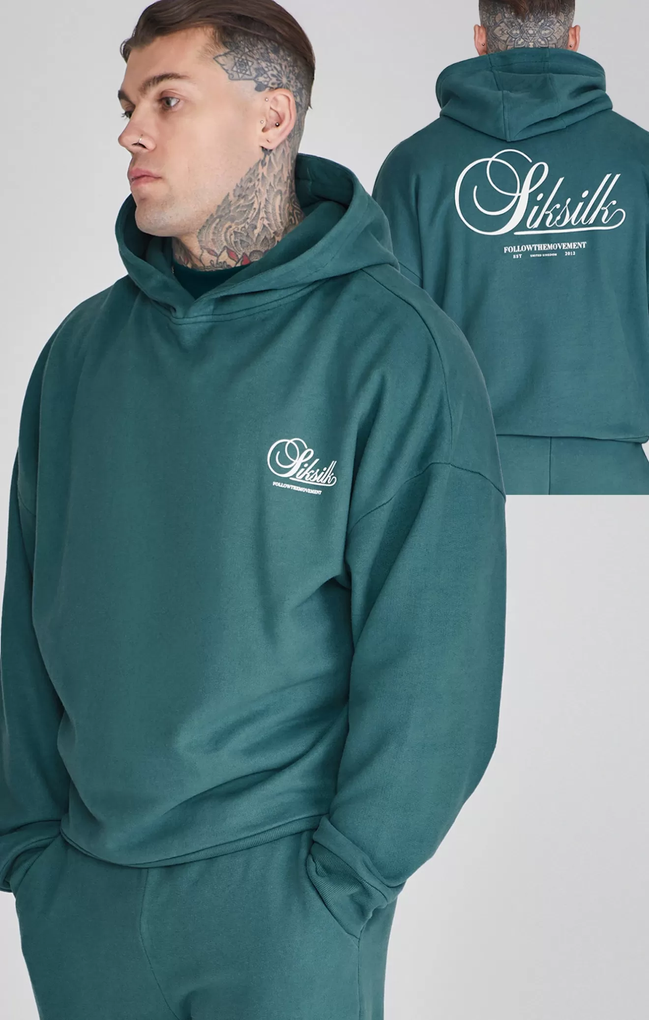 SikSilk Hoodies^Green Graphic Hoodie