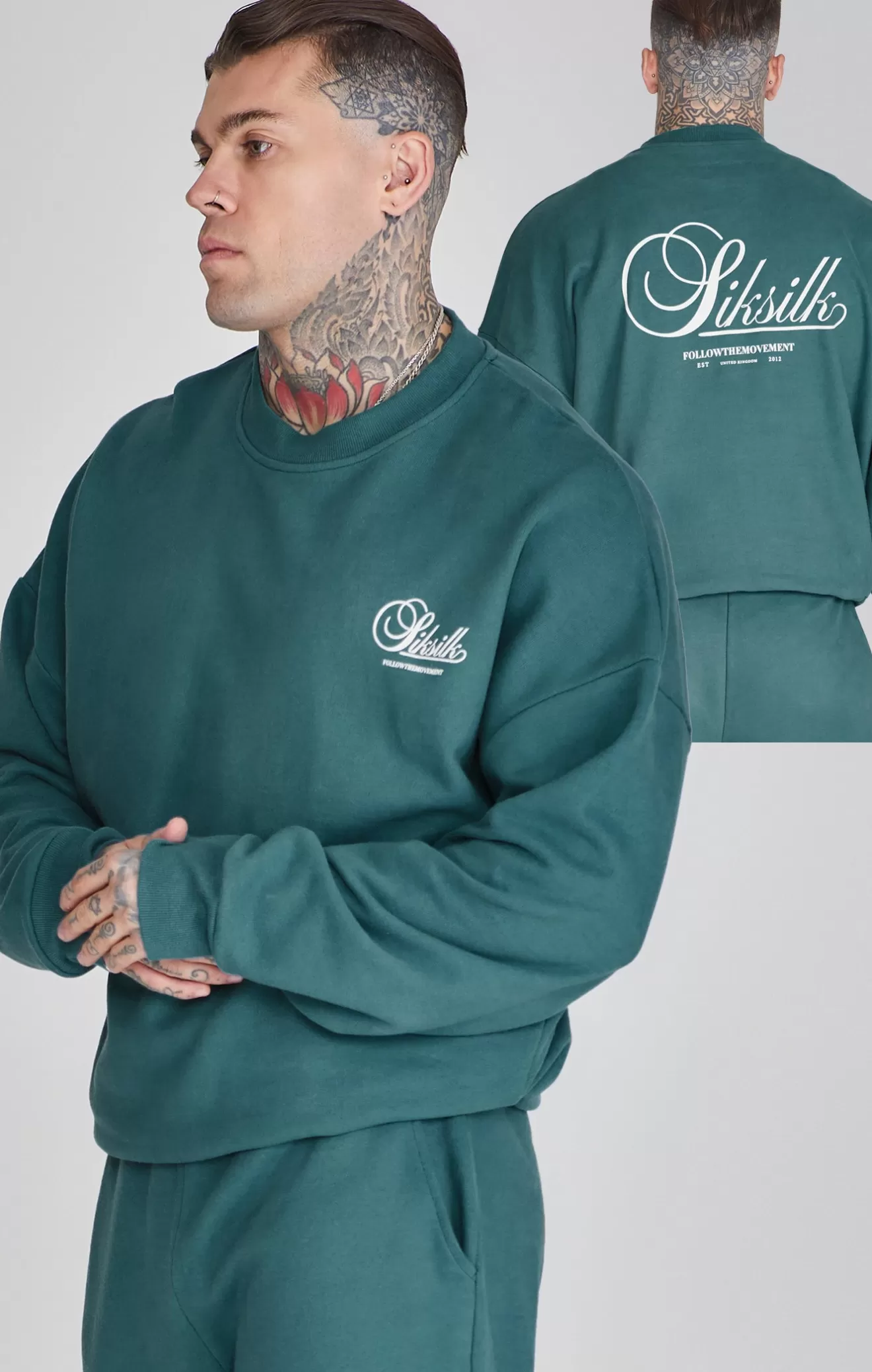 SikSilk Hoodies^Green Graphic Sweater