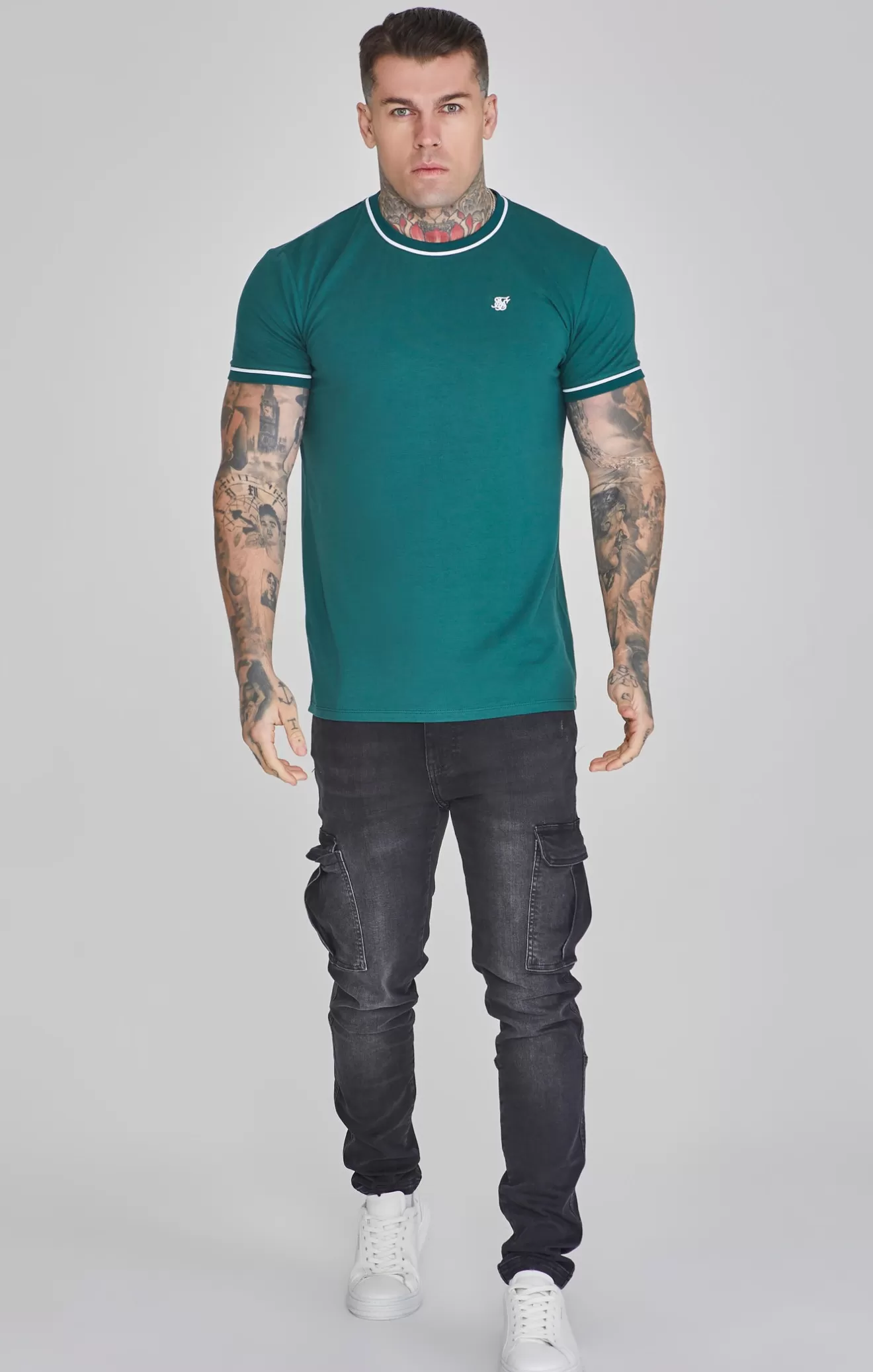 SikSilk T-Shirts^Green Muscle Fit T-Shirt