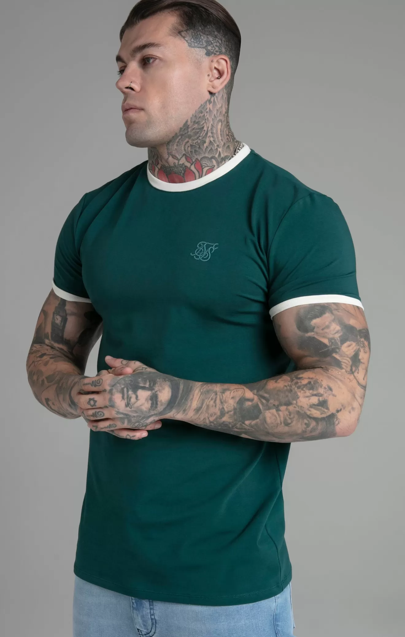SikSilk T-Shirts^Green Ringer T-Shirt