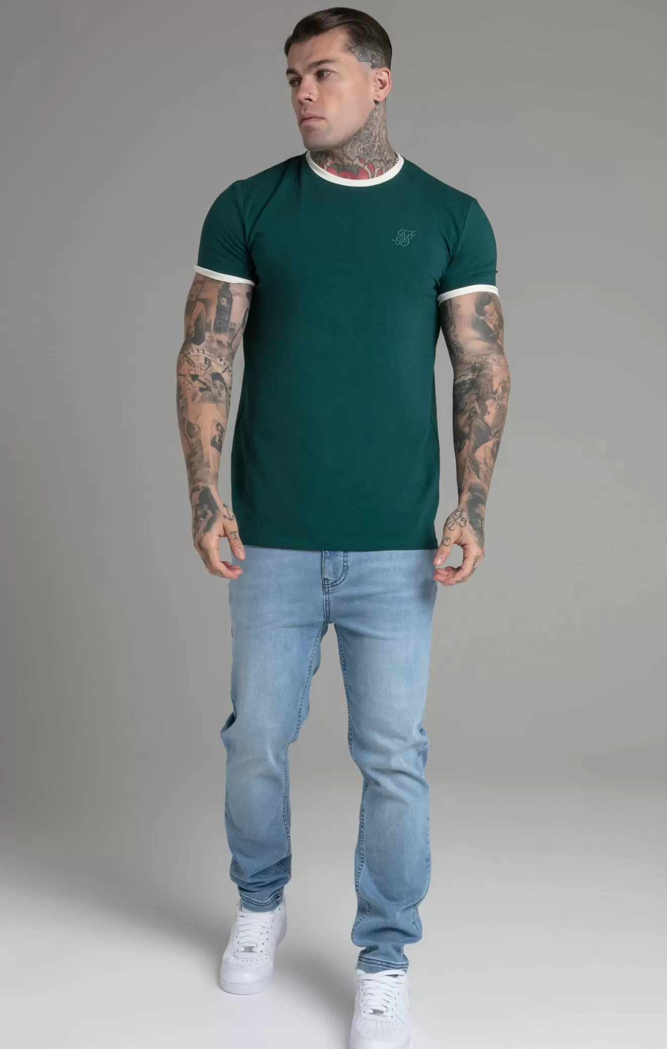 SikSilk T-Shirts^Green Ringer T-Shirt