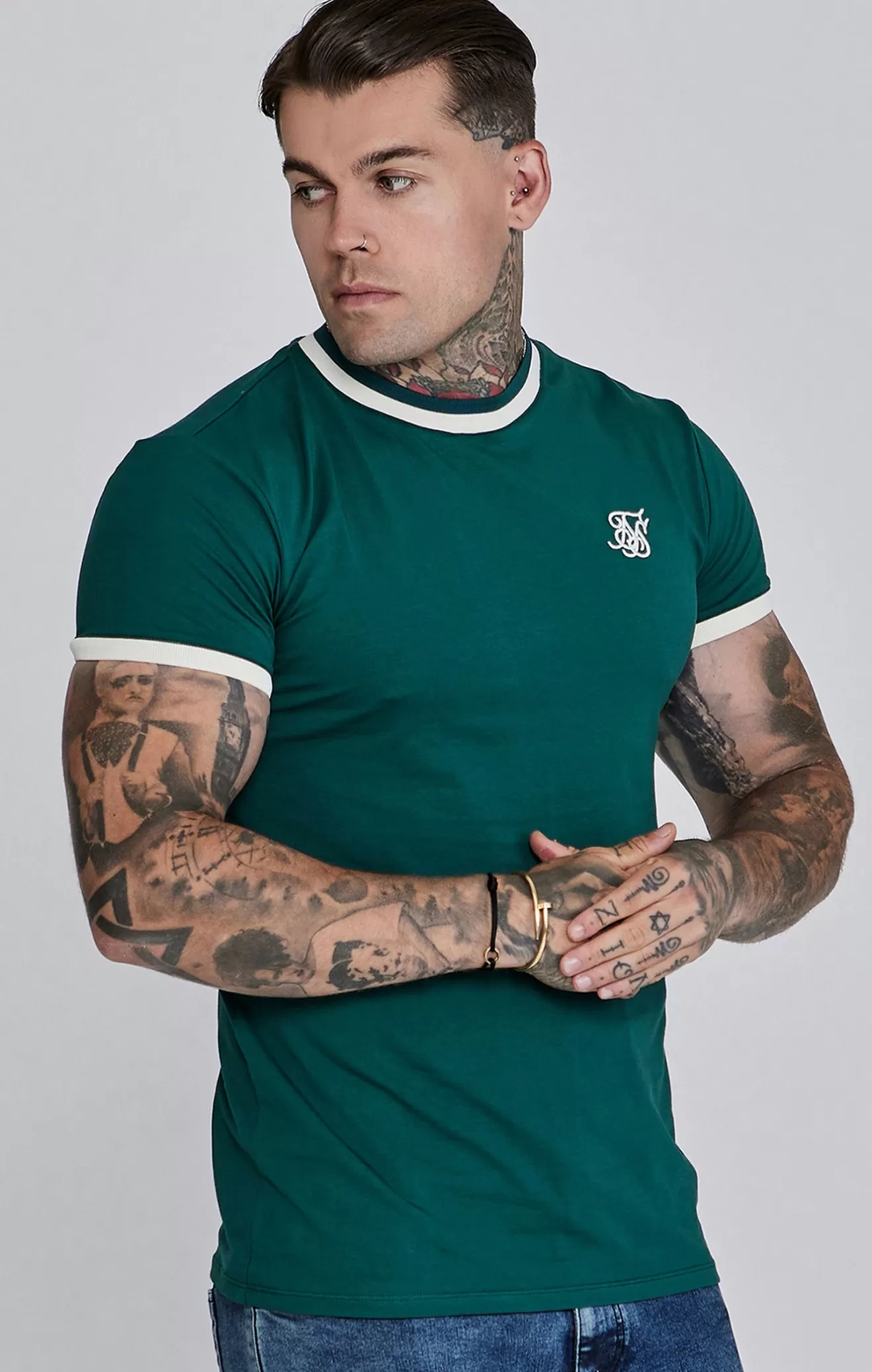 SikSilk T-Shirts^Green Ringer T-Shirt