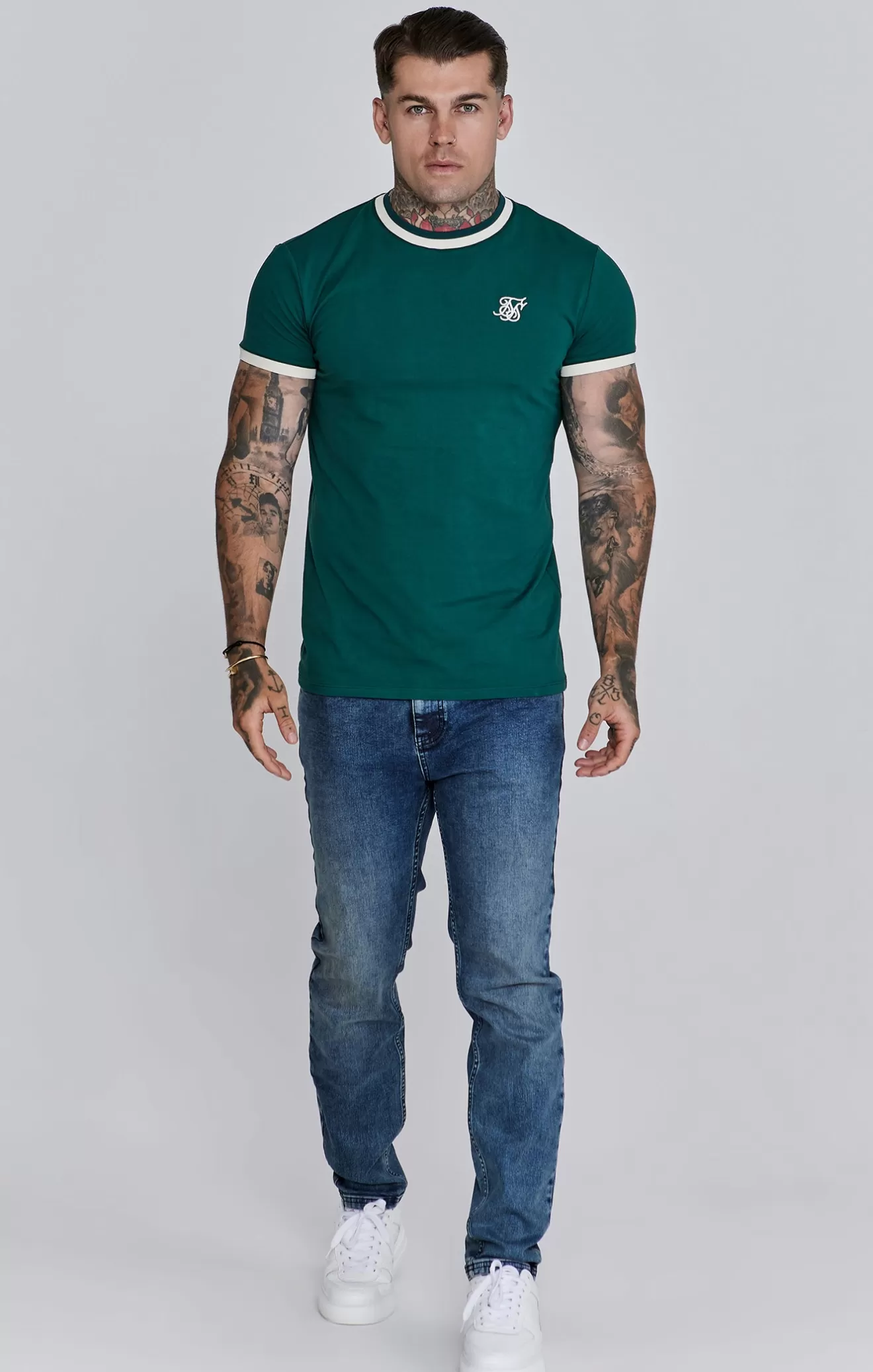 SikSilk T-Shirts^Green Ringer T-Shirt