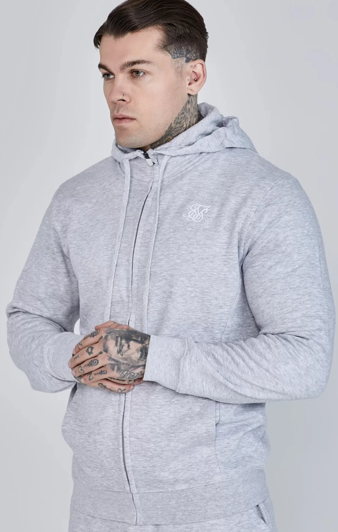 SikSilk Hoodies^Grey Essentials Full Zip Hoodie