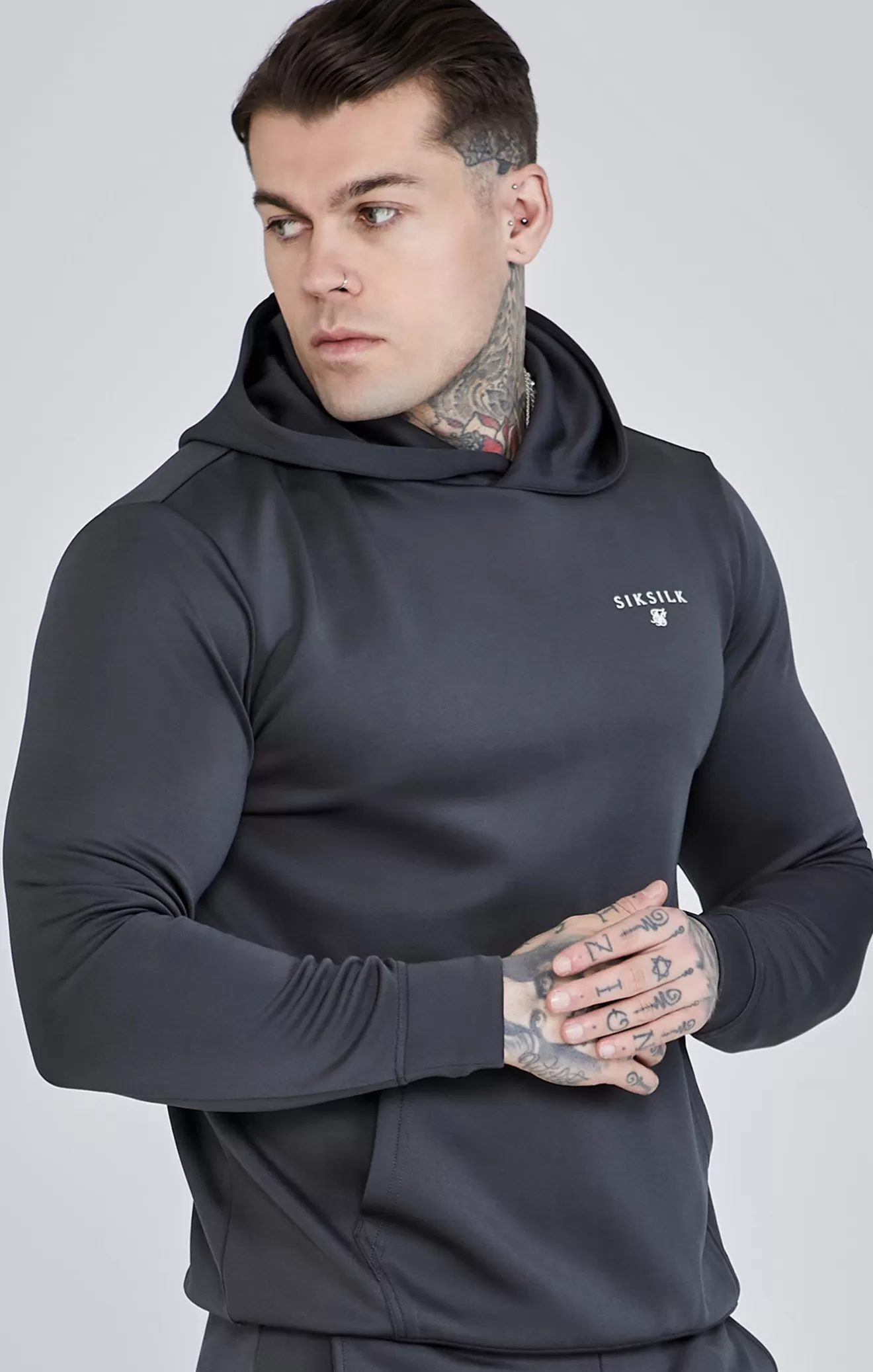 SikSilk Hoodies^Grey Essentials Poly Hoodie