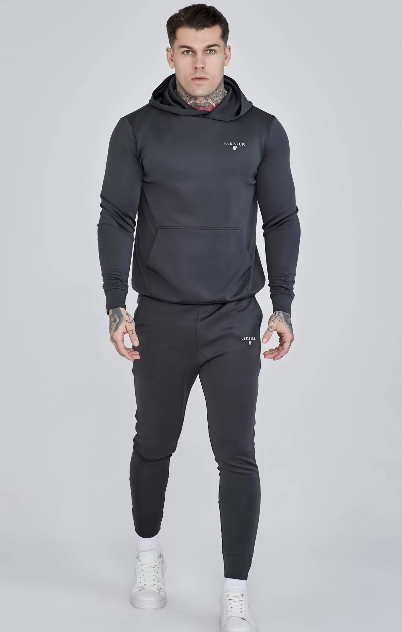 SikSilk Hoodies^Grey Essentials Poly Hoodie