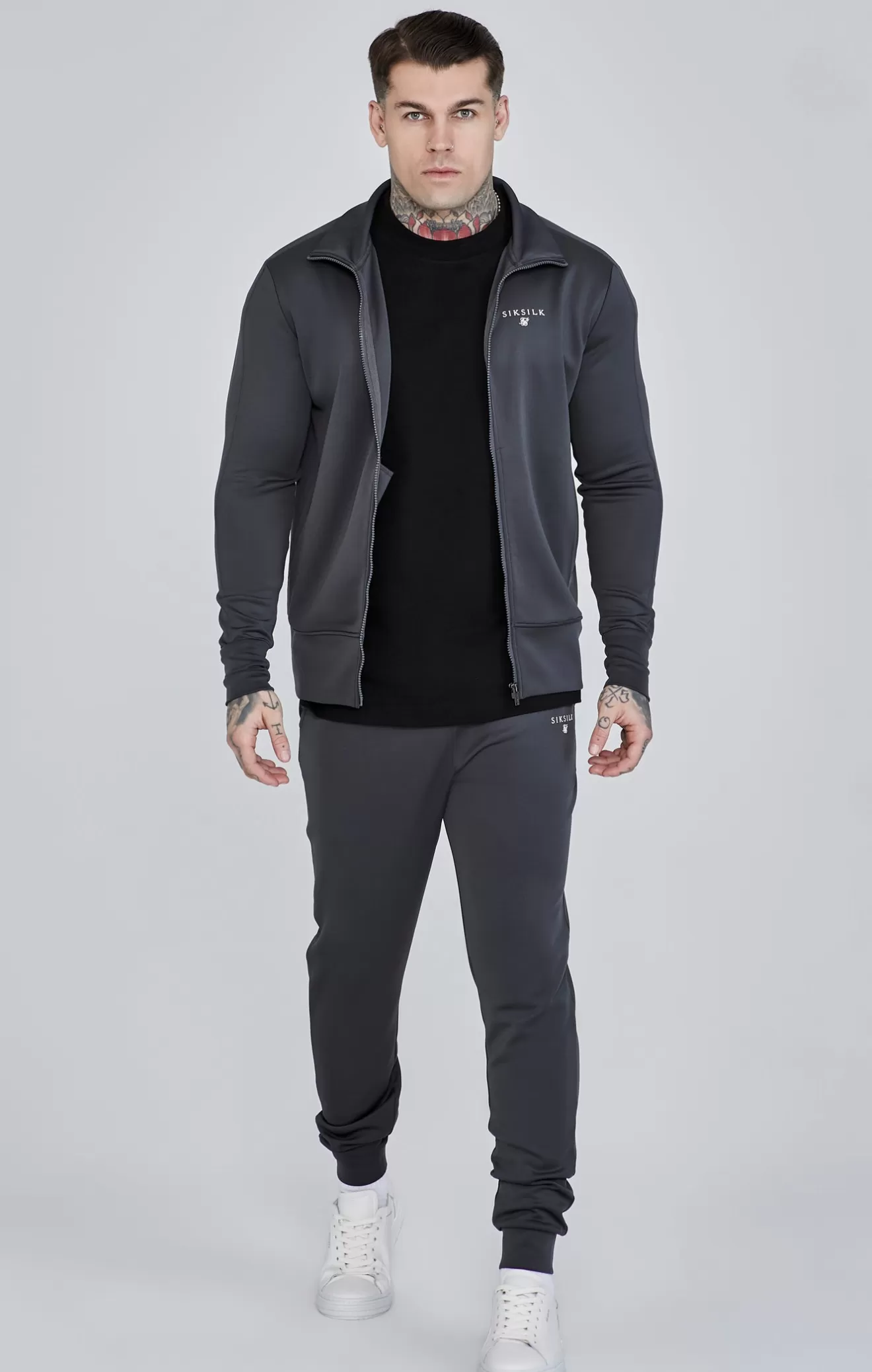 SikSilk Track Tops^Grey Essentials Poly Track Top