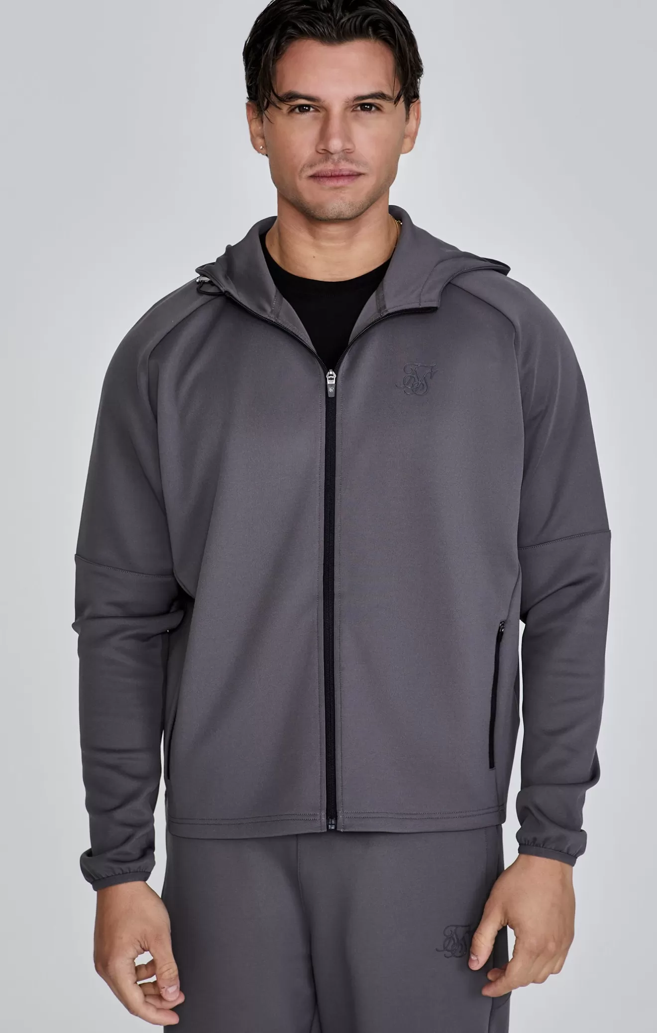 SikSilk Hoodies^Grey Full Zip Hoodie