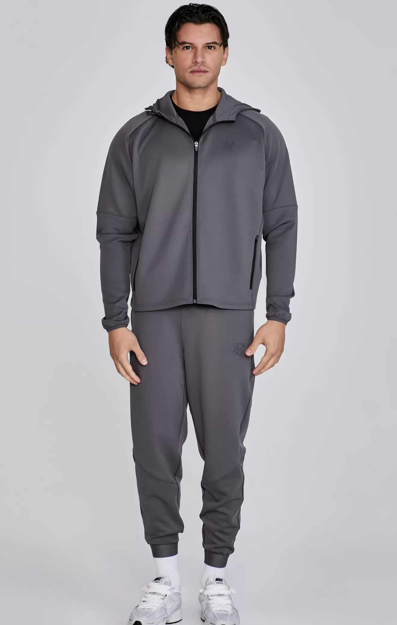 SikSilk Hoodies^Grey Full Zip Hoodie