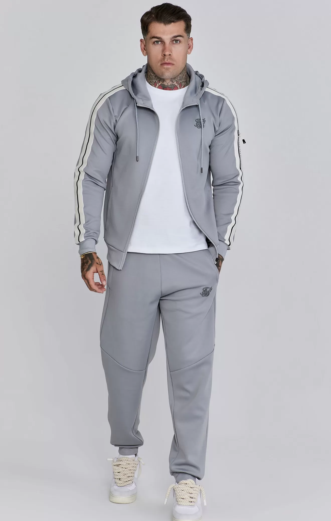 SikSilk Hoodies^Grey Full Zip Hoodie