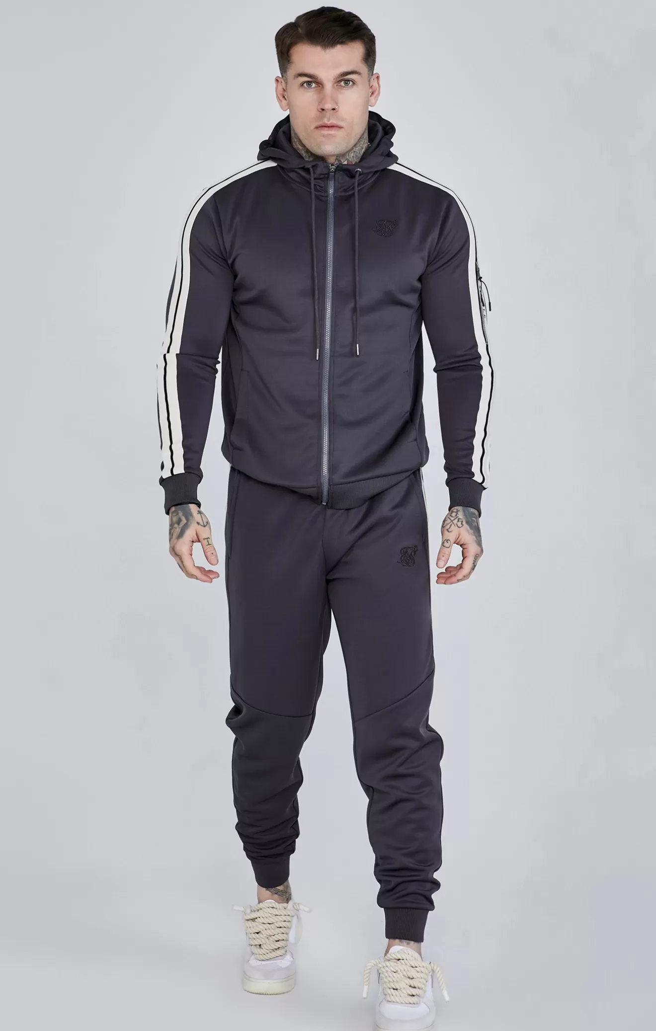 SikSilk Hoodies^Grey Full Zip Hoodie
