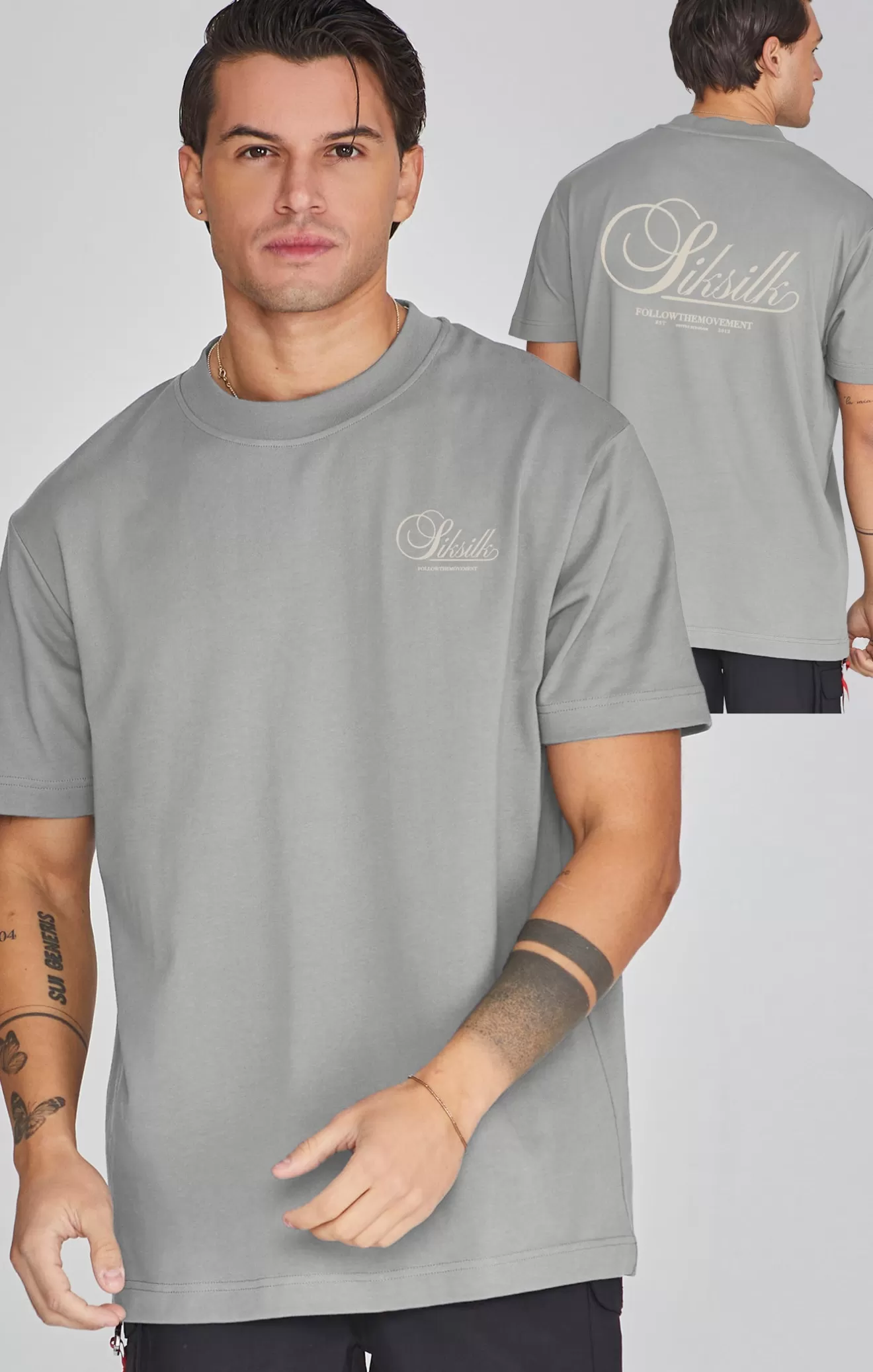 SikSilk T-Shirts^Grey Graphic T-Shirt