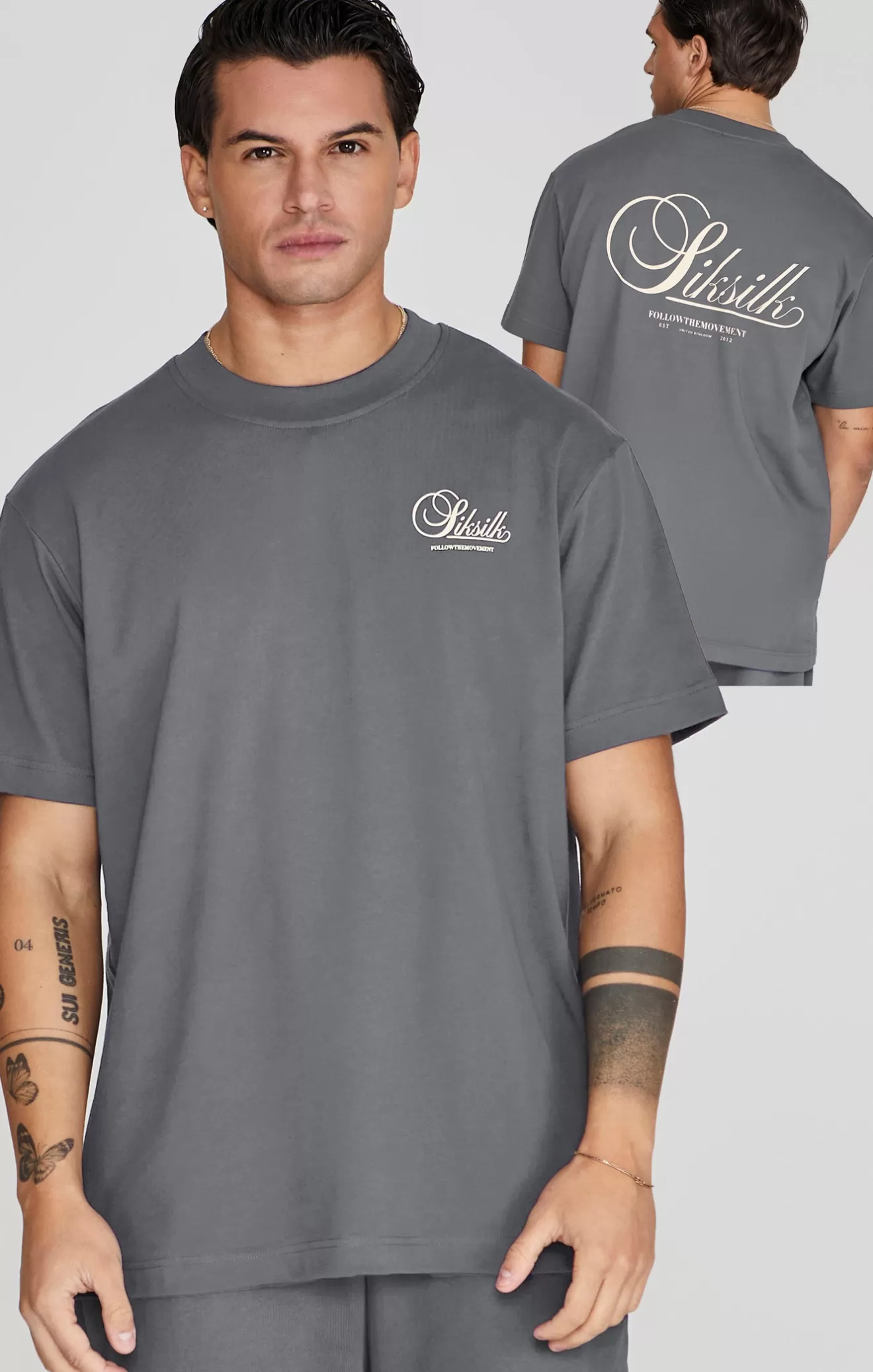 SikSilk T-Shirts^Grey Graphic T-Shirt