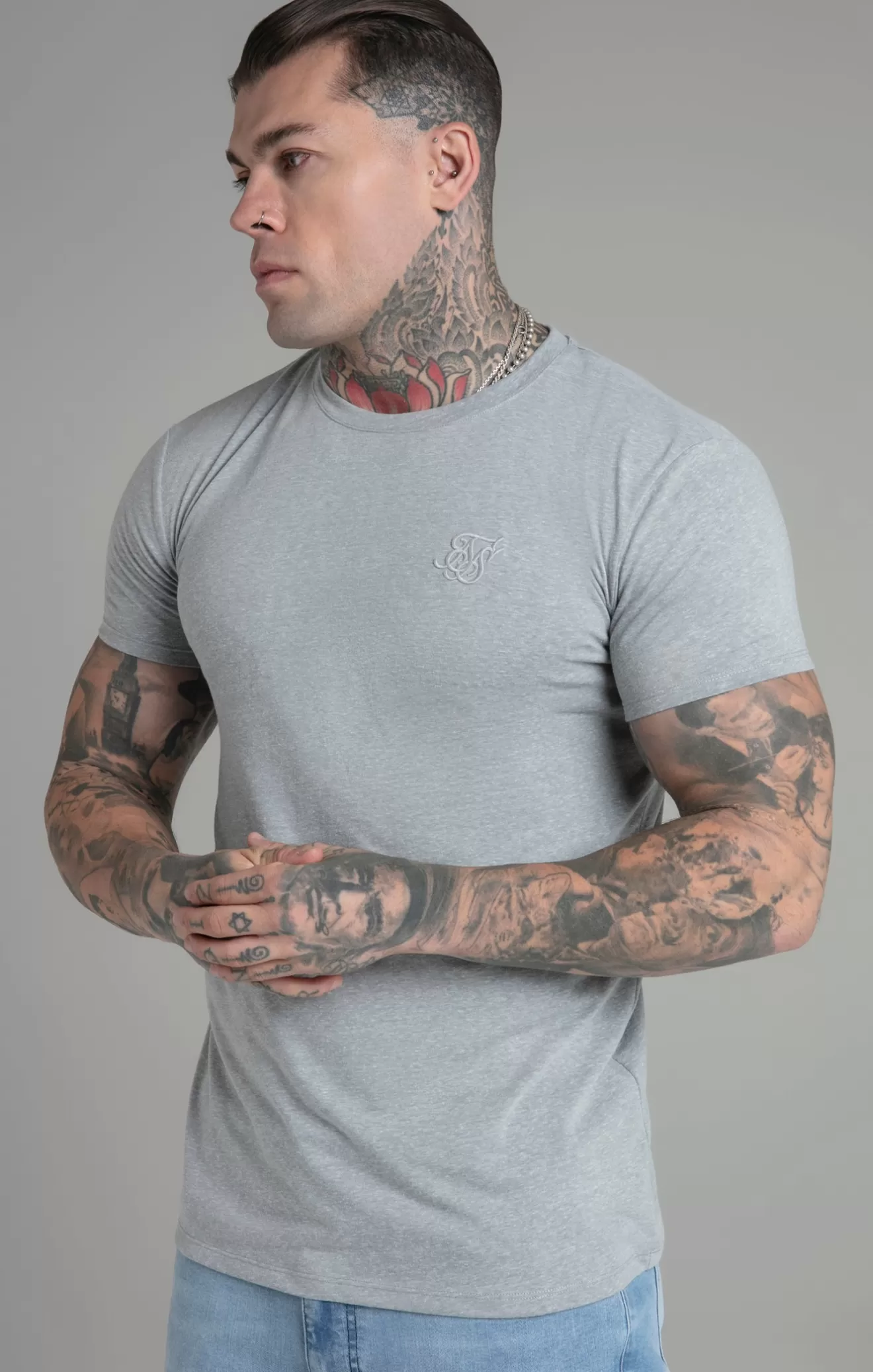 SikSilk T-Shirts^Grey Marl T-Shirt