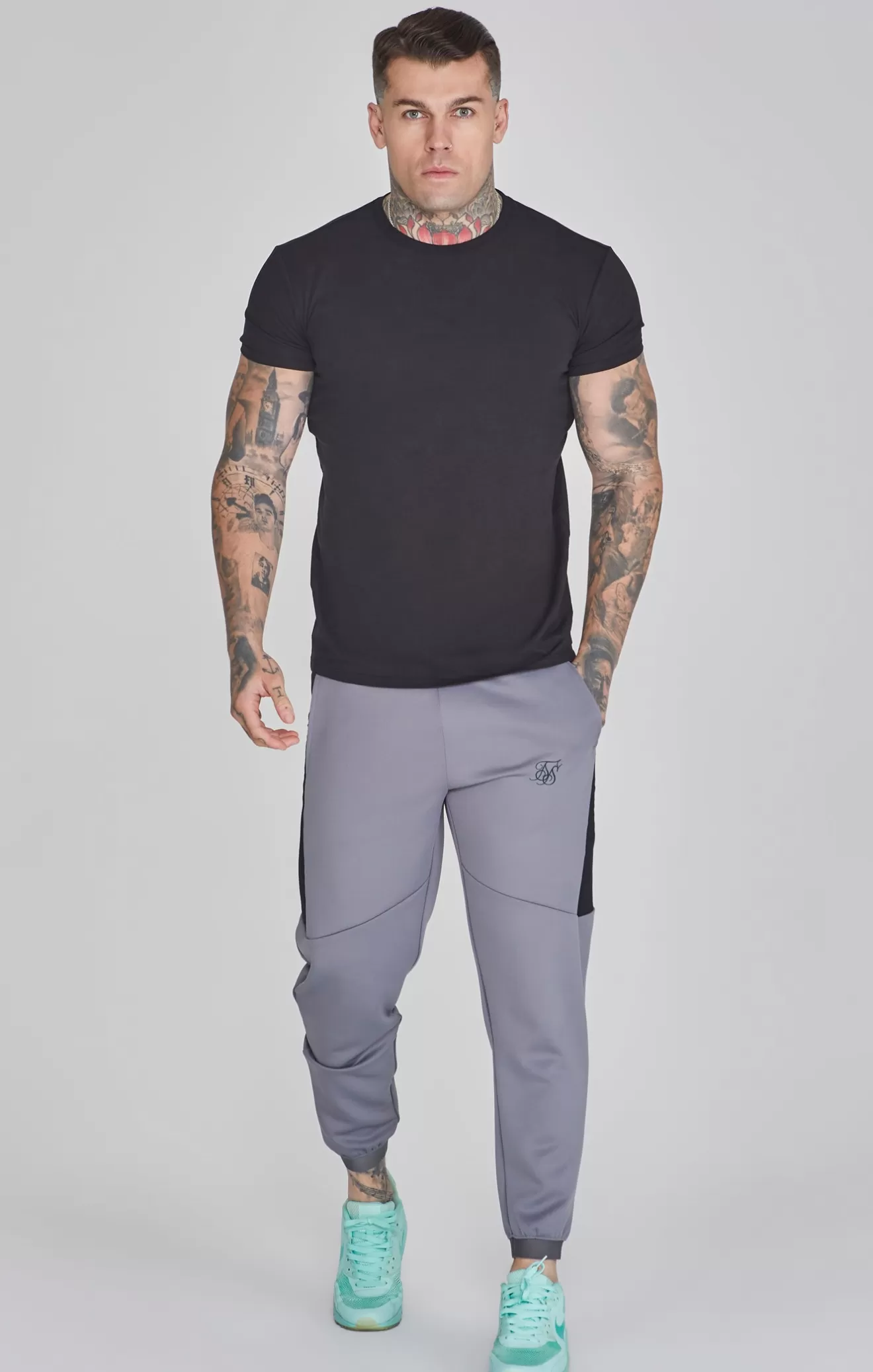 SikSilk Joggers^Grey Muscle Fit Joggers