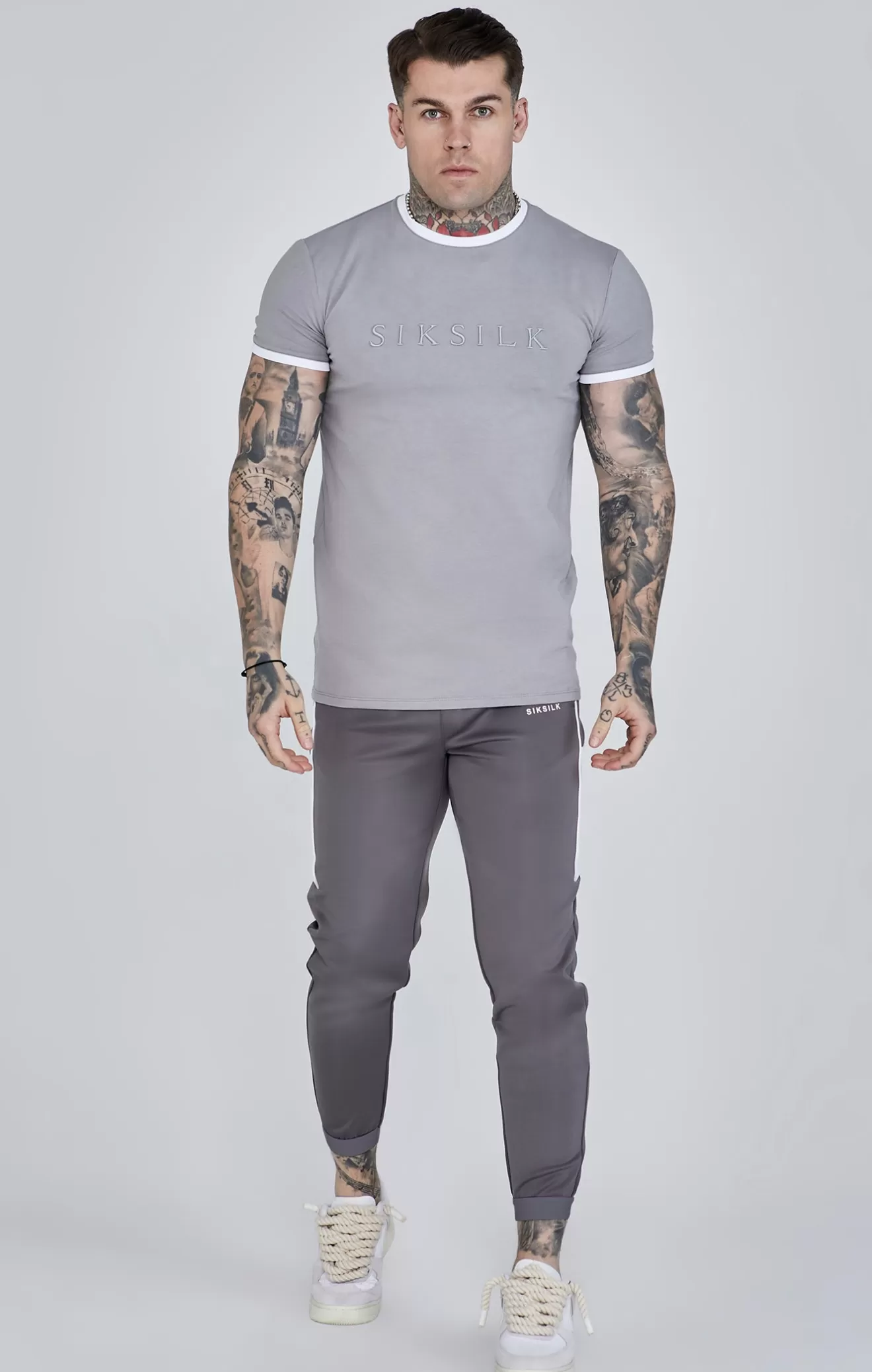 SikSilk Joggers^Grey Muscle Fit Joggers