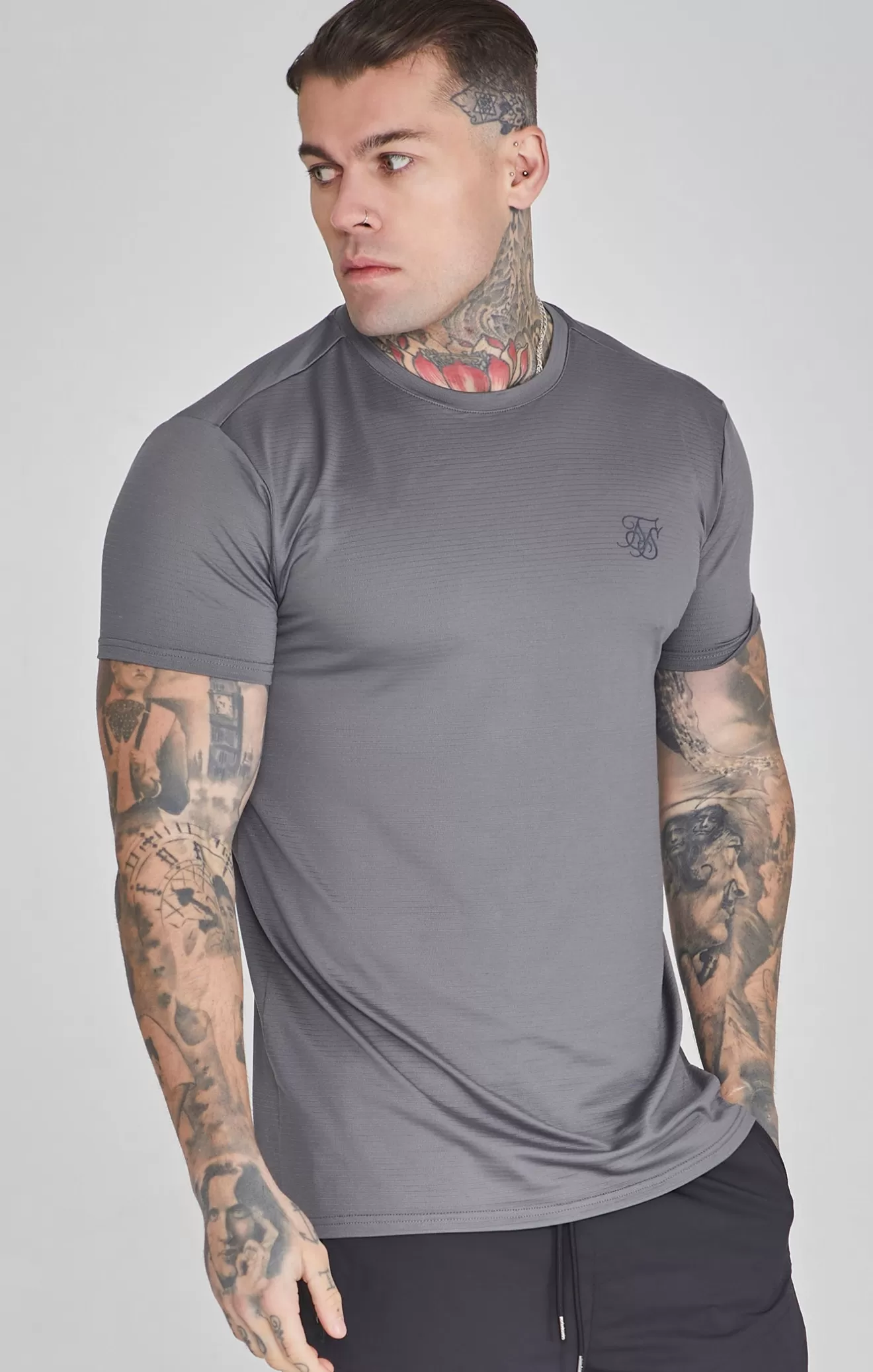 SikSilk T-Shirts^Grey Muscle Fit T-Shirt