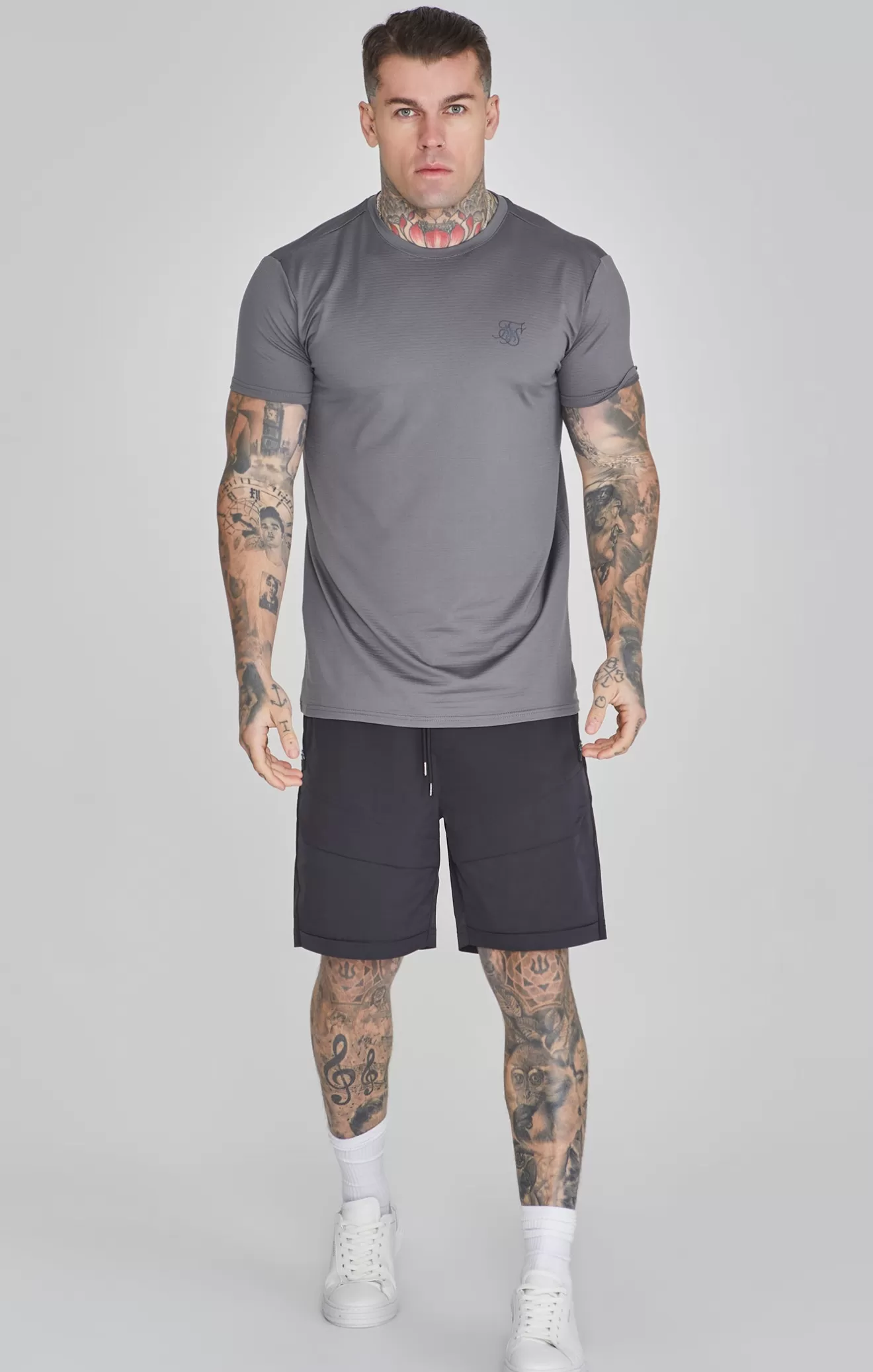 SikSilk T-Shirts^Grey Muscle Fit T-Shirt