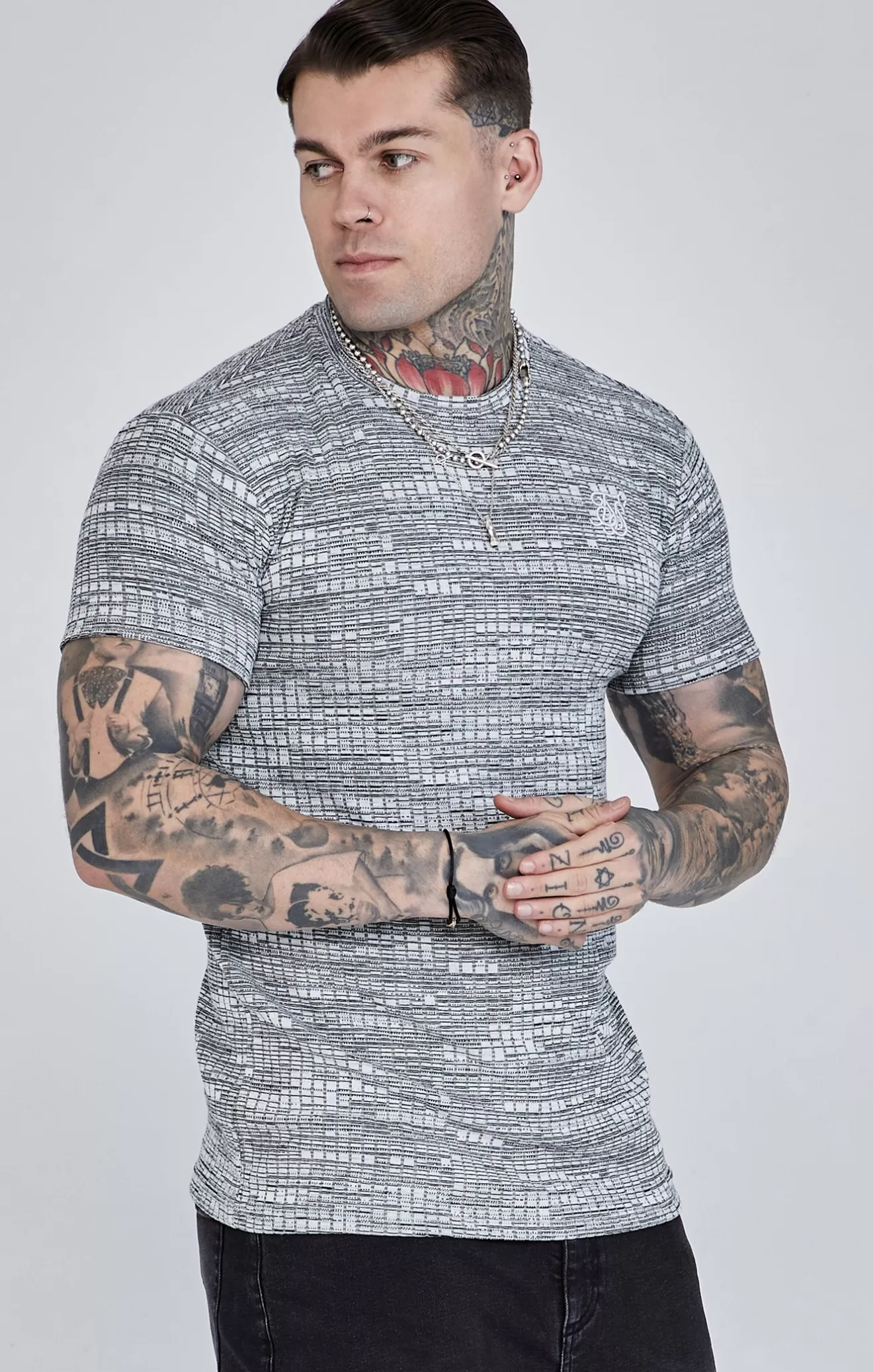 SikSilk T-Shirts^Grey Rib Knit T-Shirt