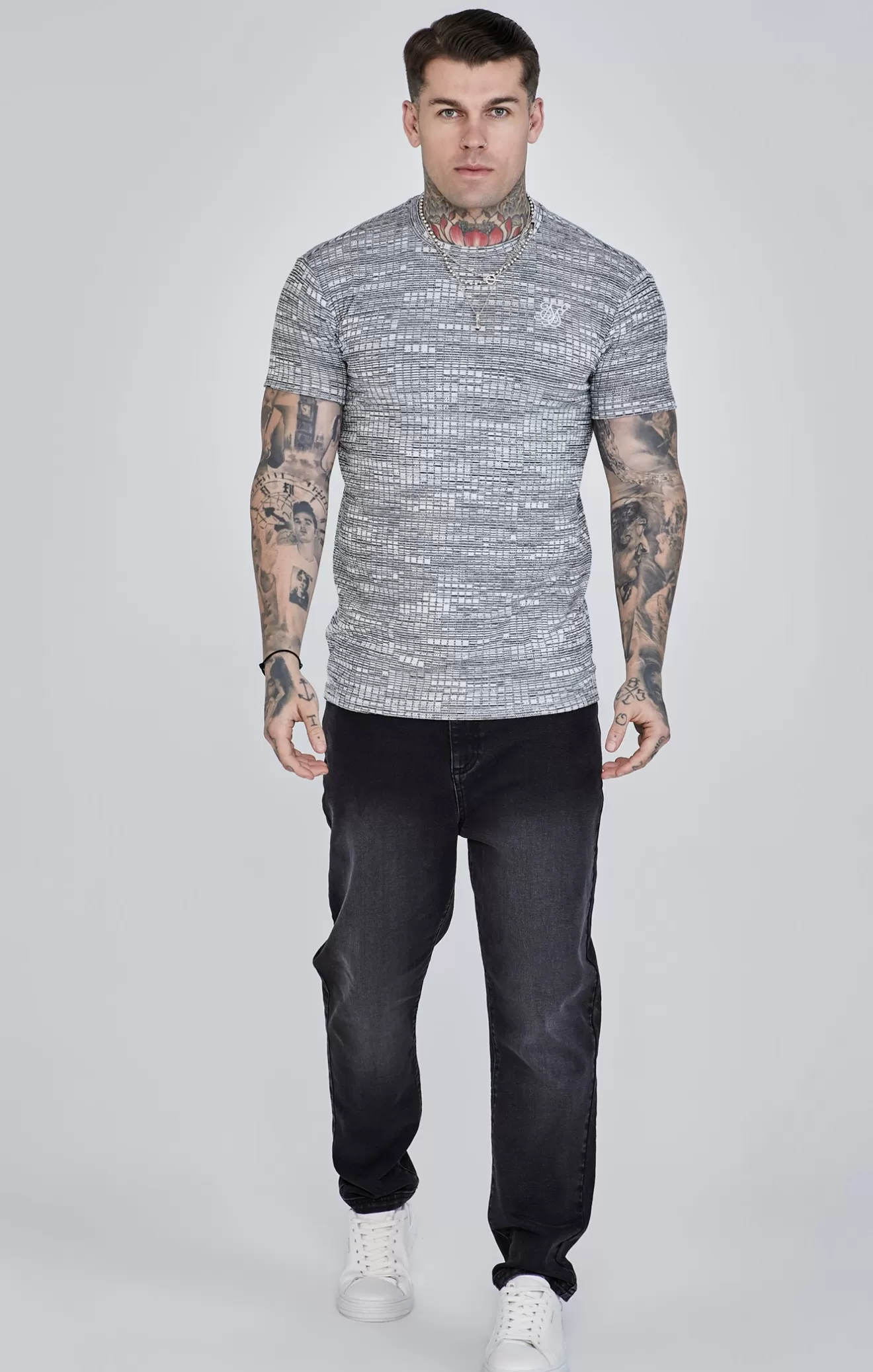 SikSilk T-Shirts^Grey Rib Knit T-Shirt