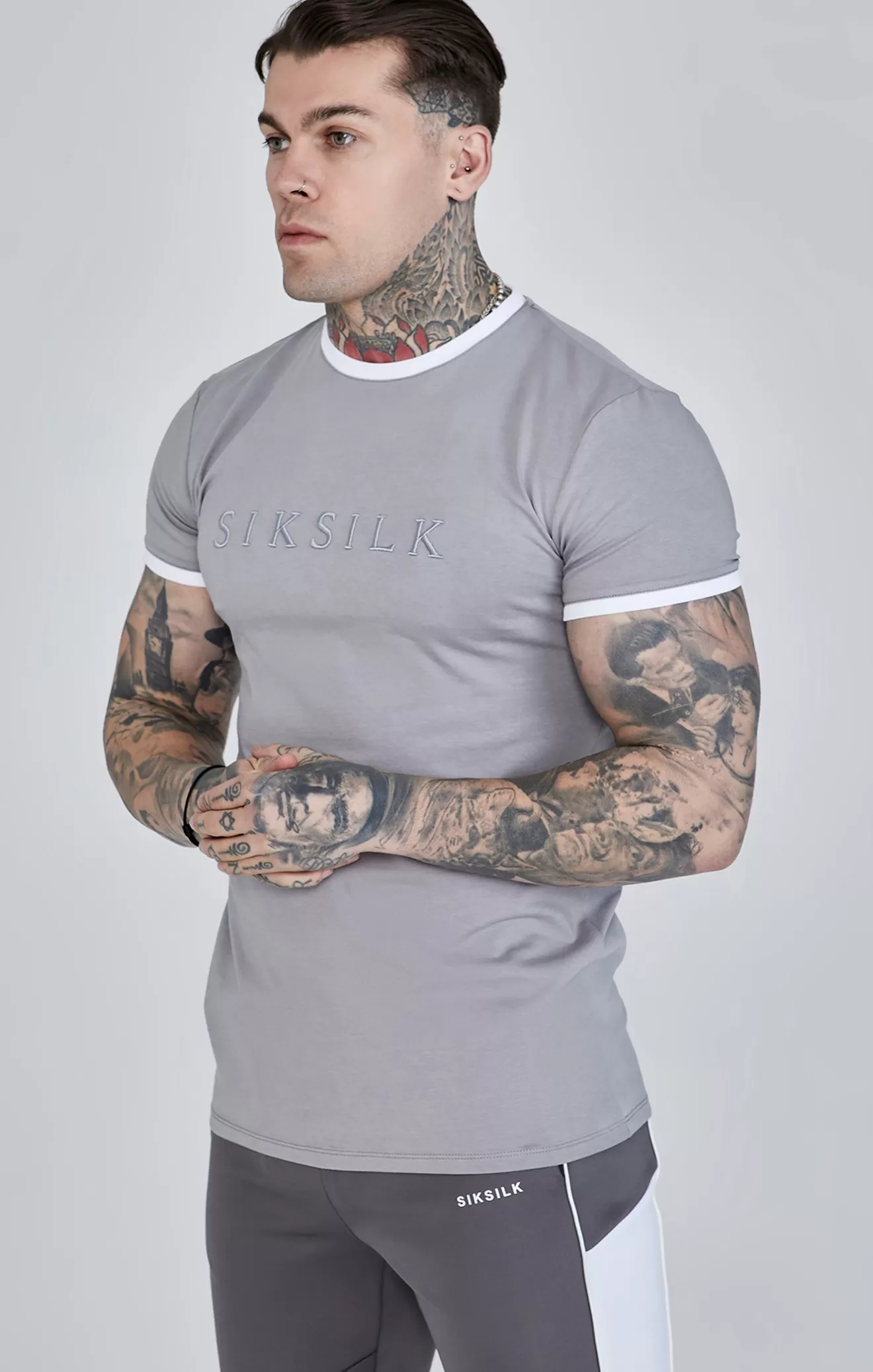SikSilk T-Shirts^Grey Ringer T-Shirt