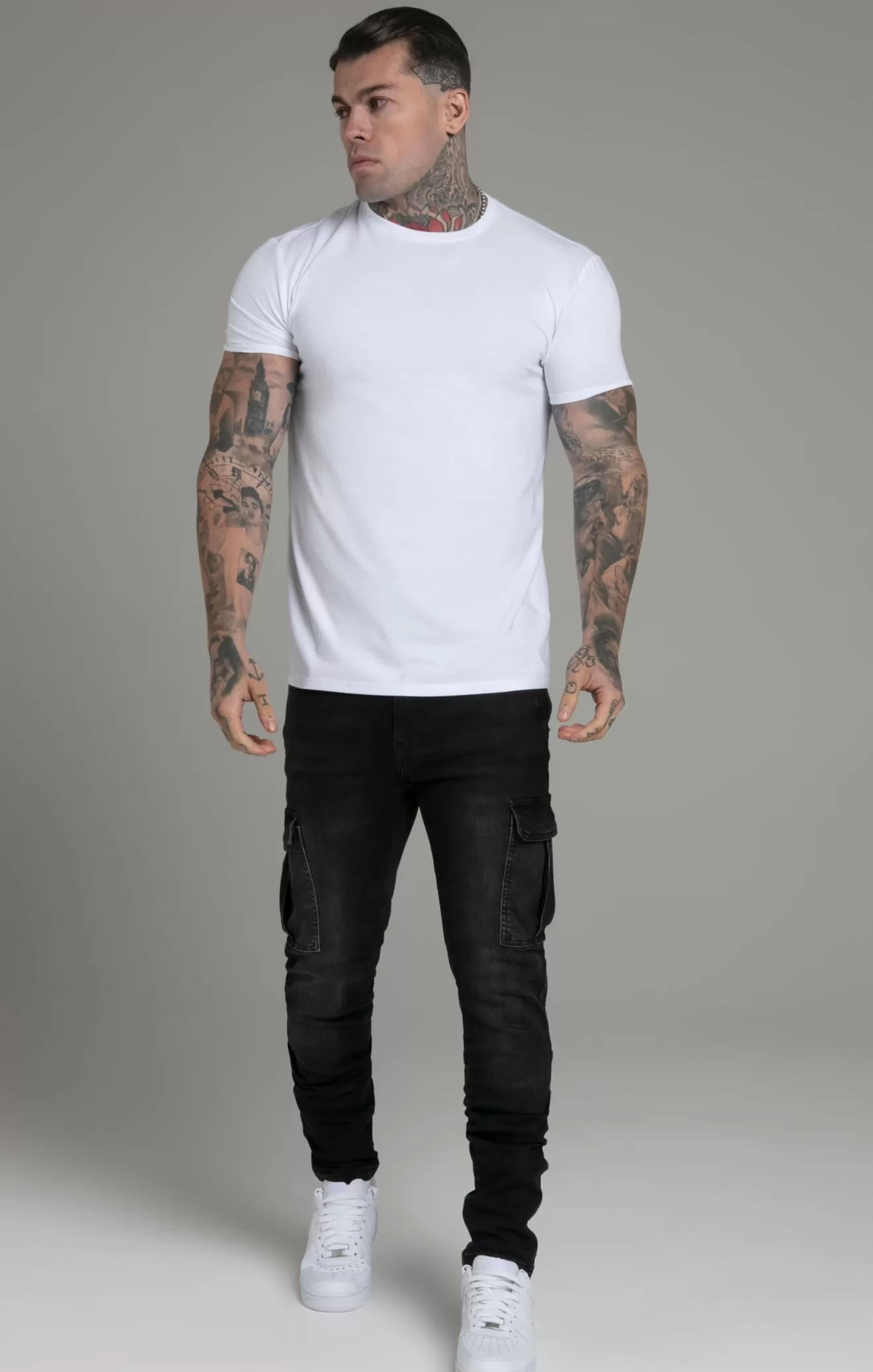 SikSilk T-Shirts^Grey White Pack of 2 T-Shirts