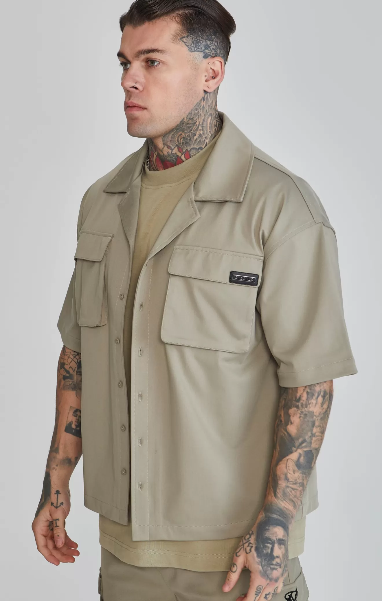 SikSilk Shirts^Khaki Flight Utility Shirt