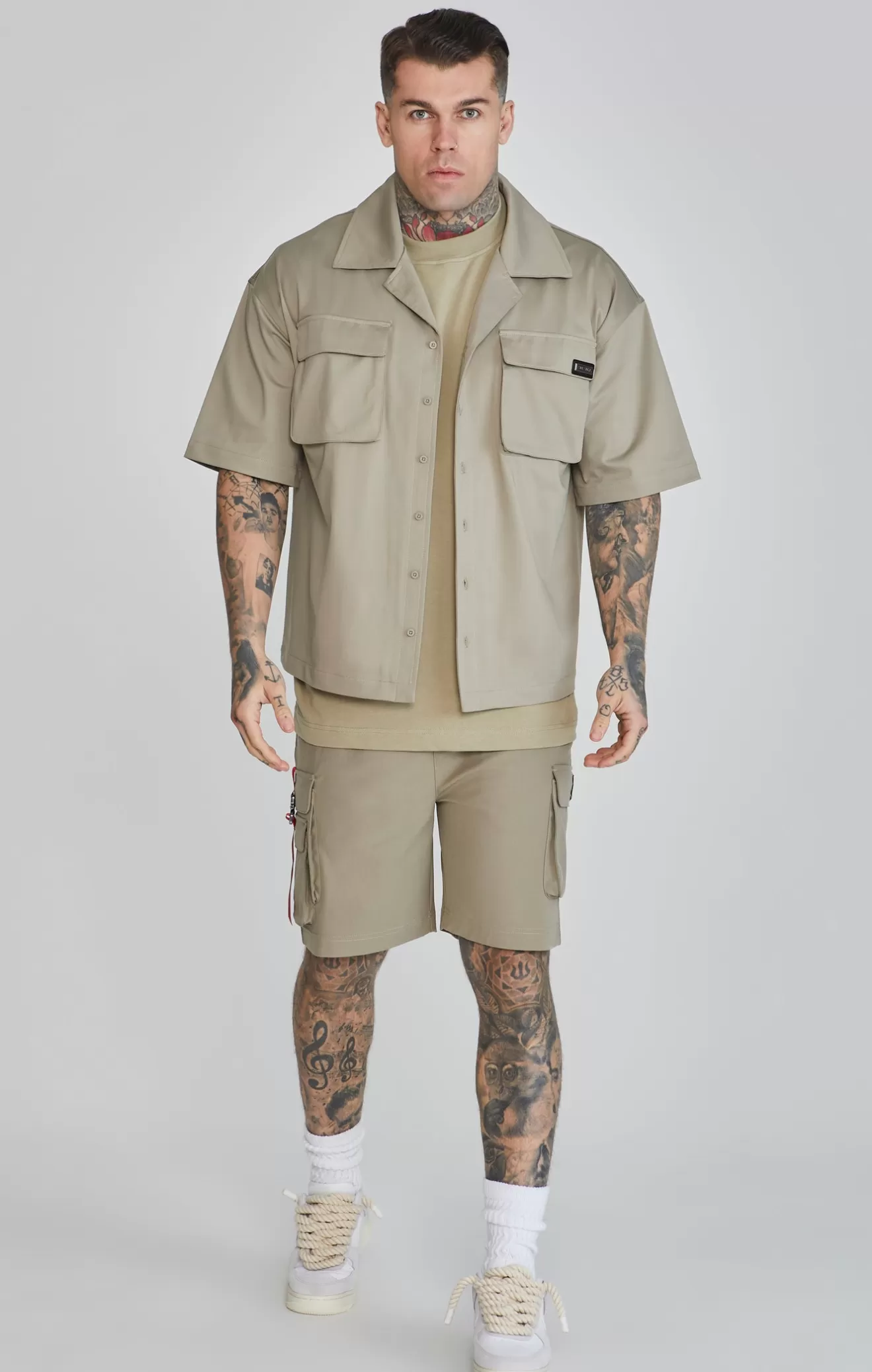 SikSilk Shirts^Khaki Flight Utility Shirt