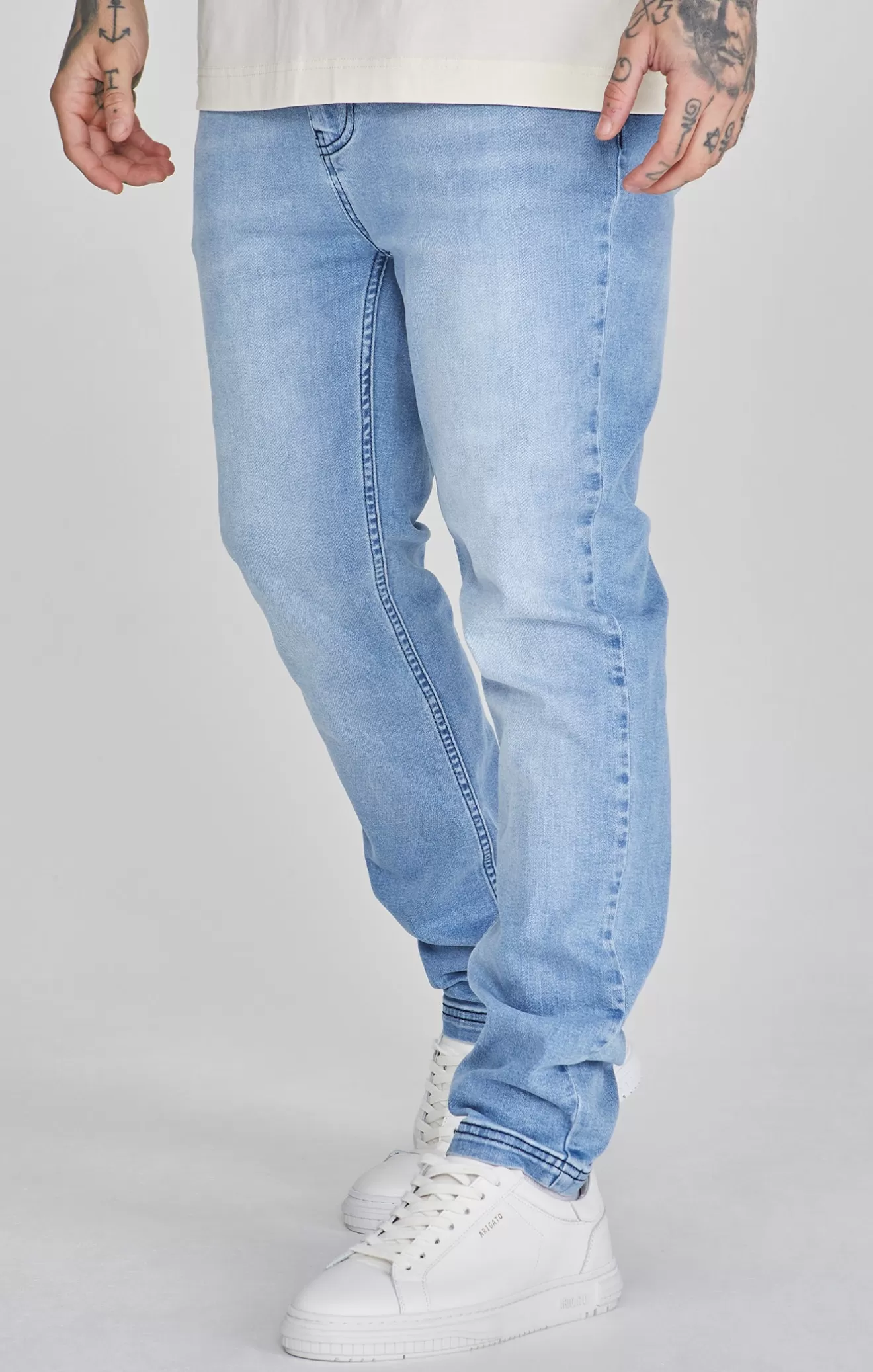 SikSilk Jeans^Light Blue Drop Crotch Jeans