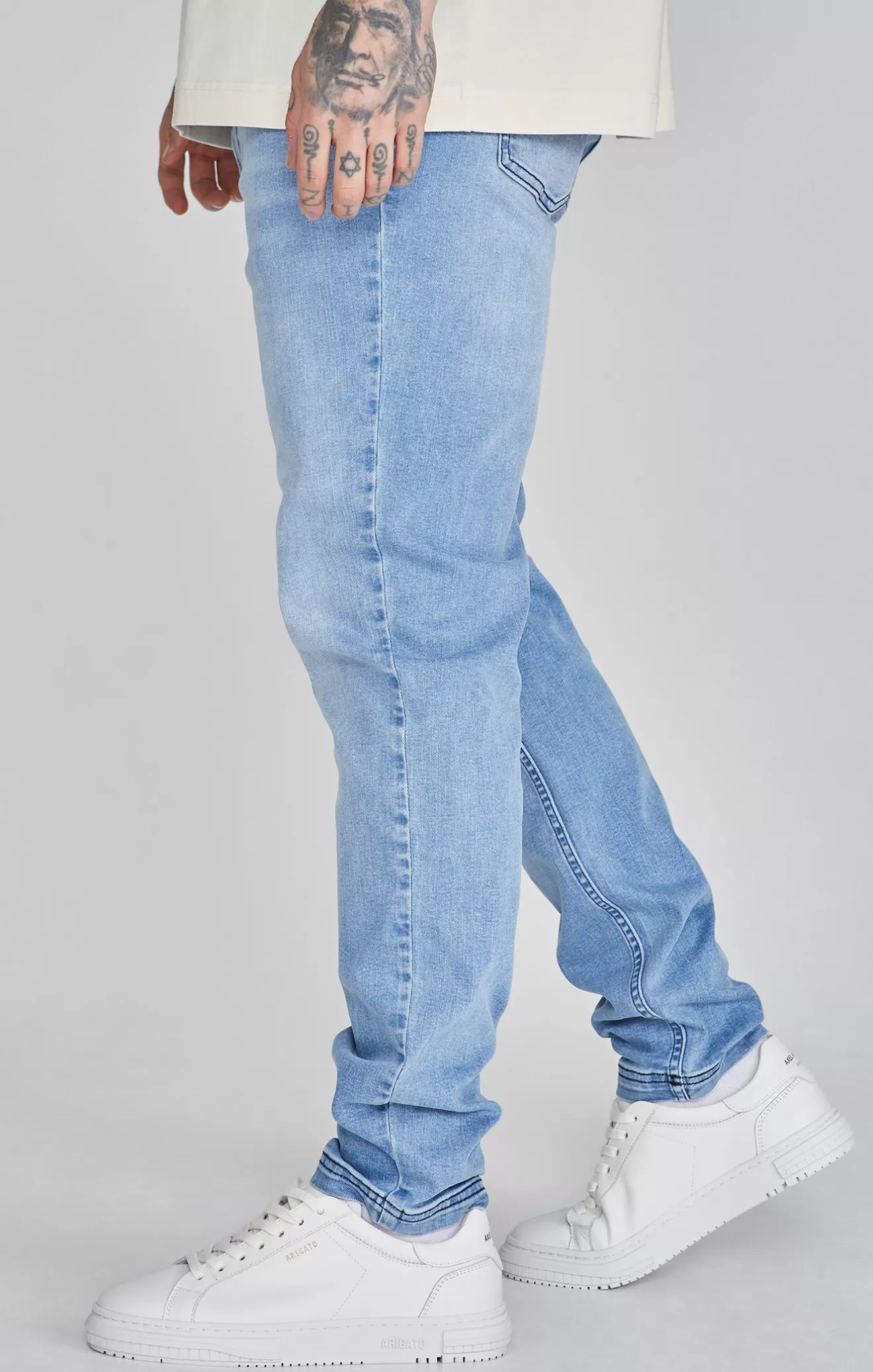 SikSilk Jeans^Light Blue Drop Crotch Jeans