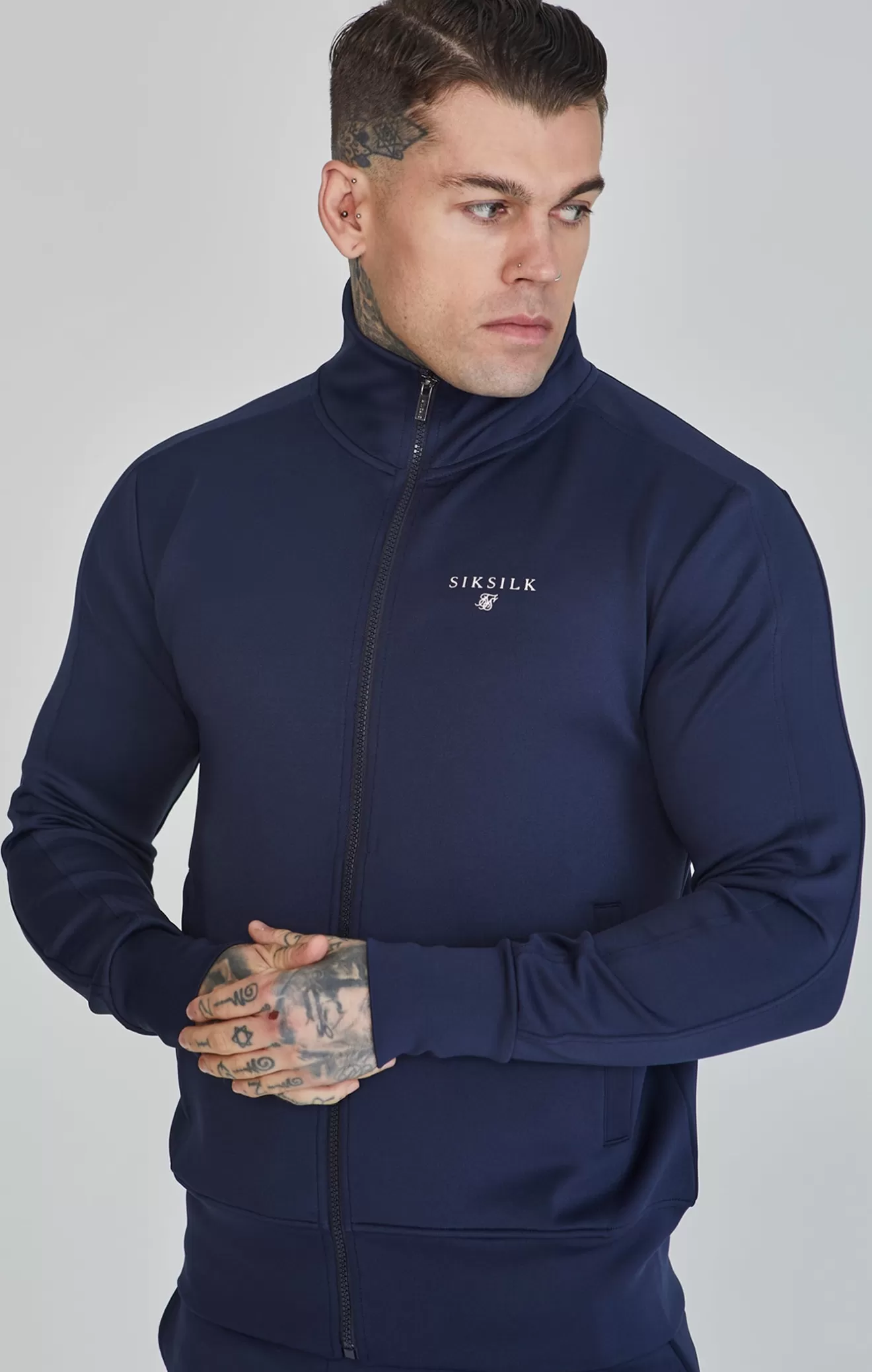 SikSilk Track Tops^Navy Essentials Poly Track Top