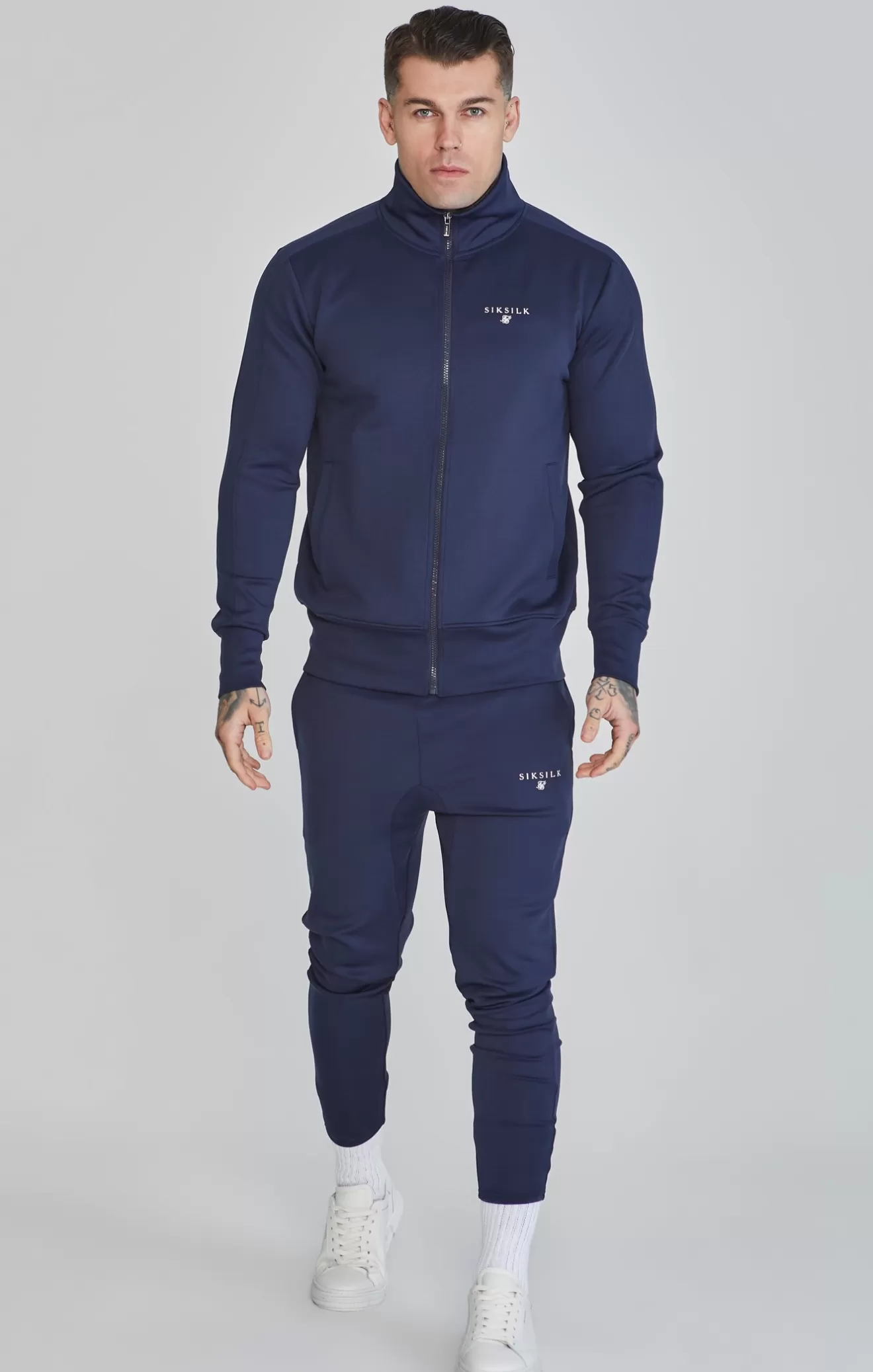 SikSilk Track Tops^Navy Essentials Poly Track Top