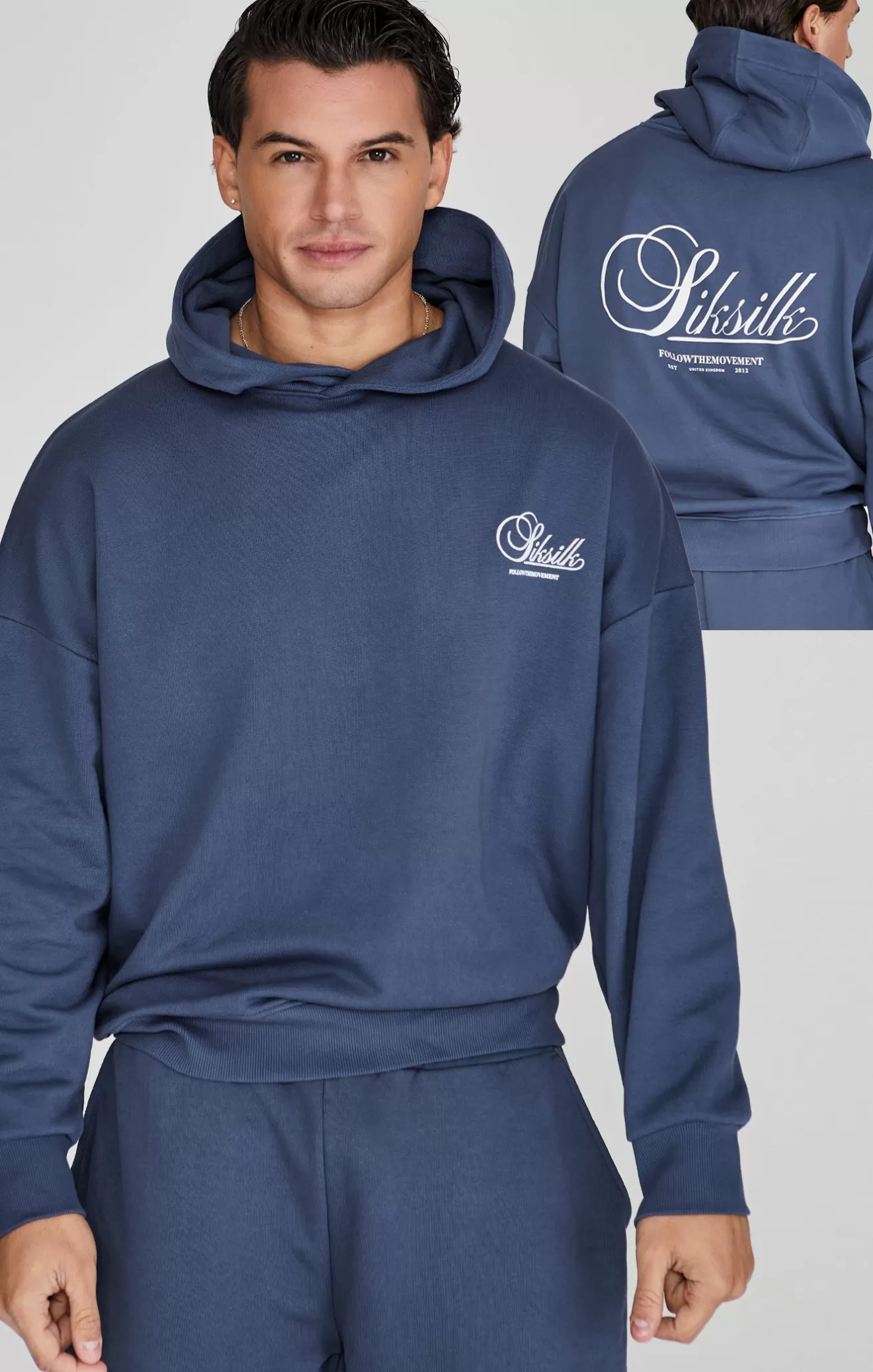 SikSilk Hoodies^Navy Graphic Hoodie