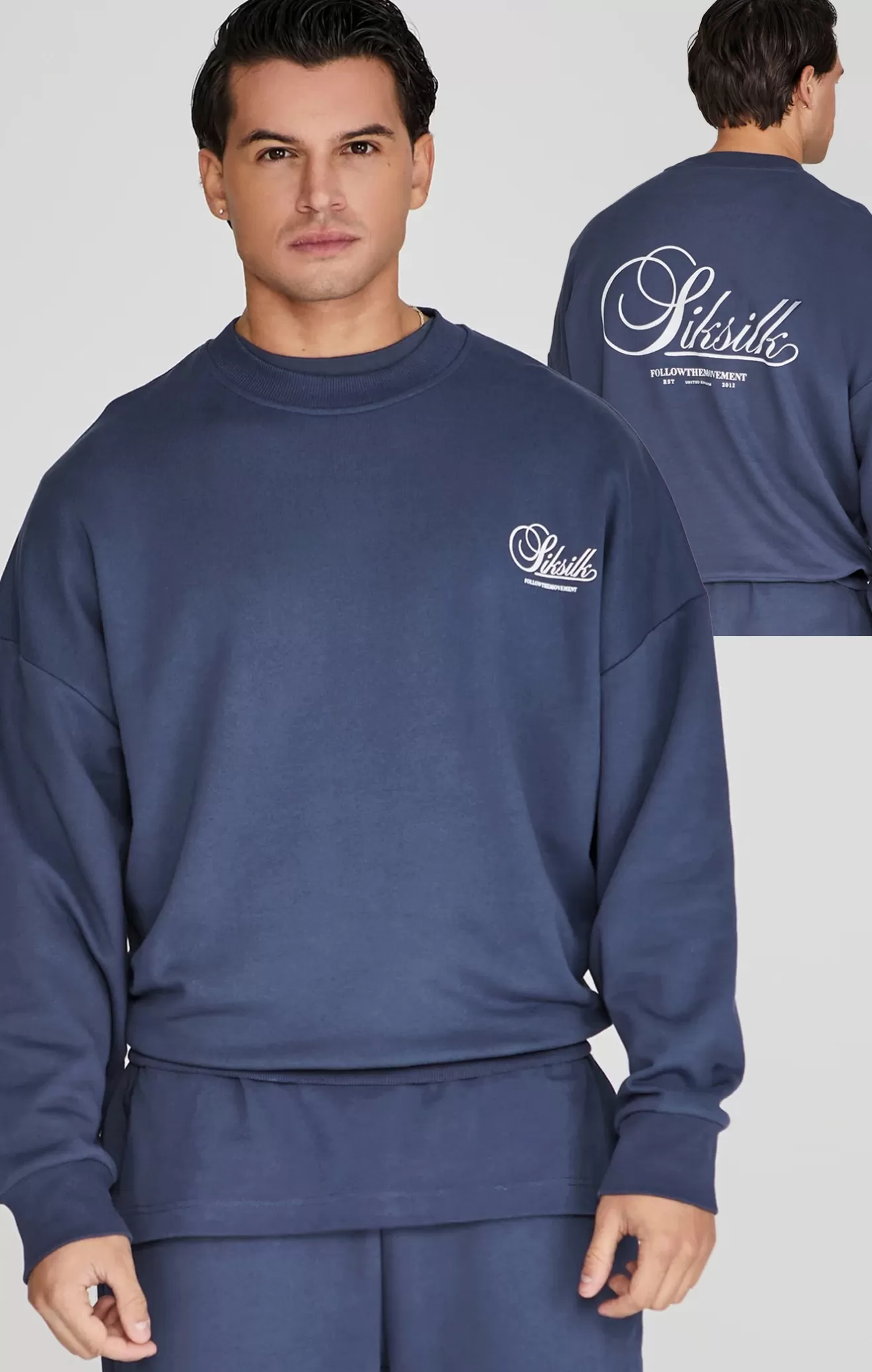SikSilk Hoodies^Navy Graphic Sweater