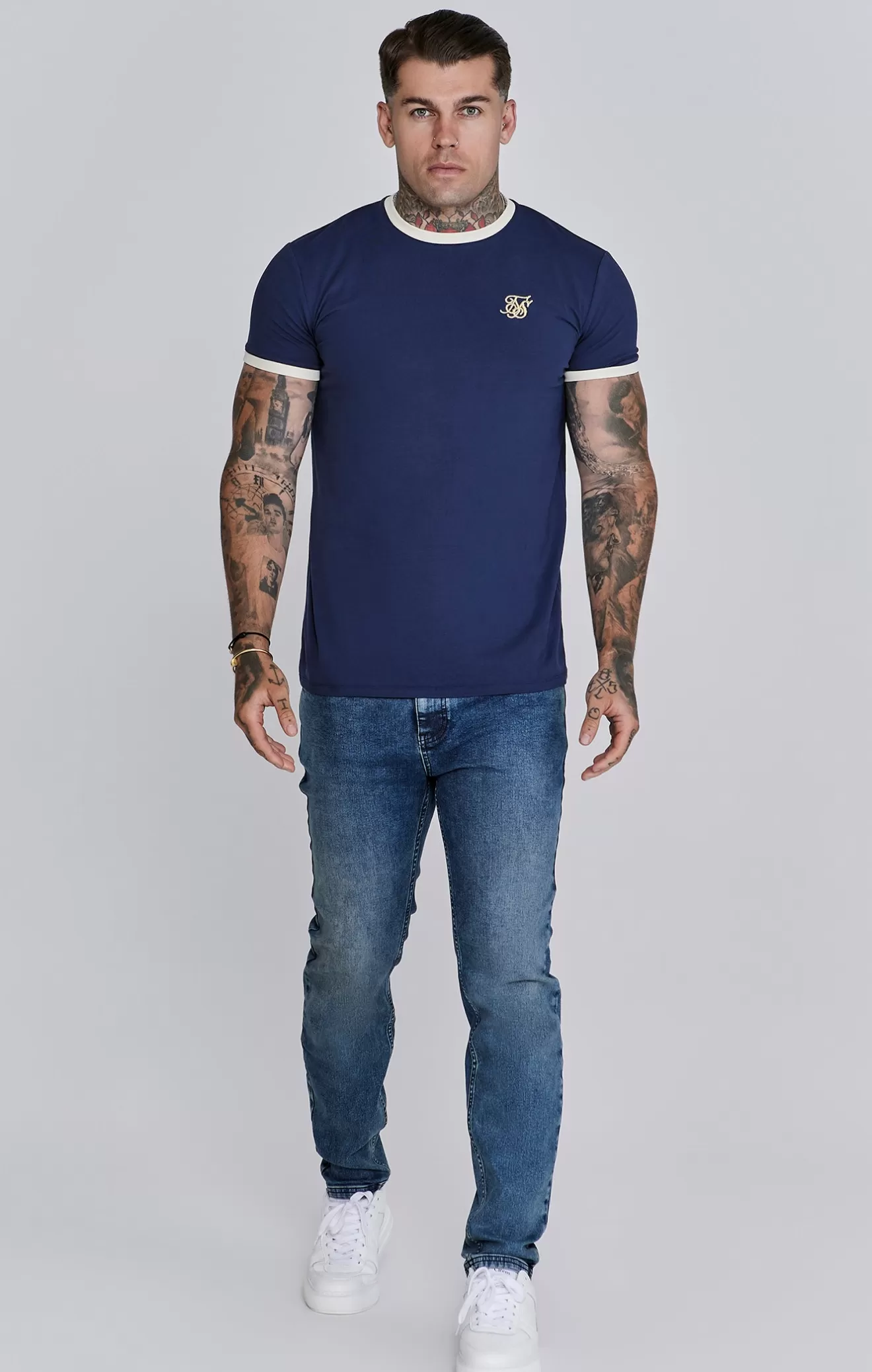 SikSilk T-Shirts^Navy Ringer T-Shirt