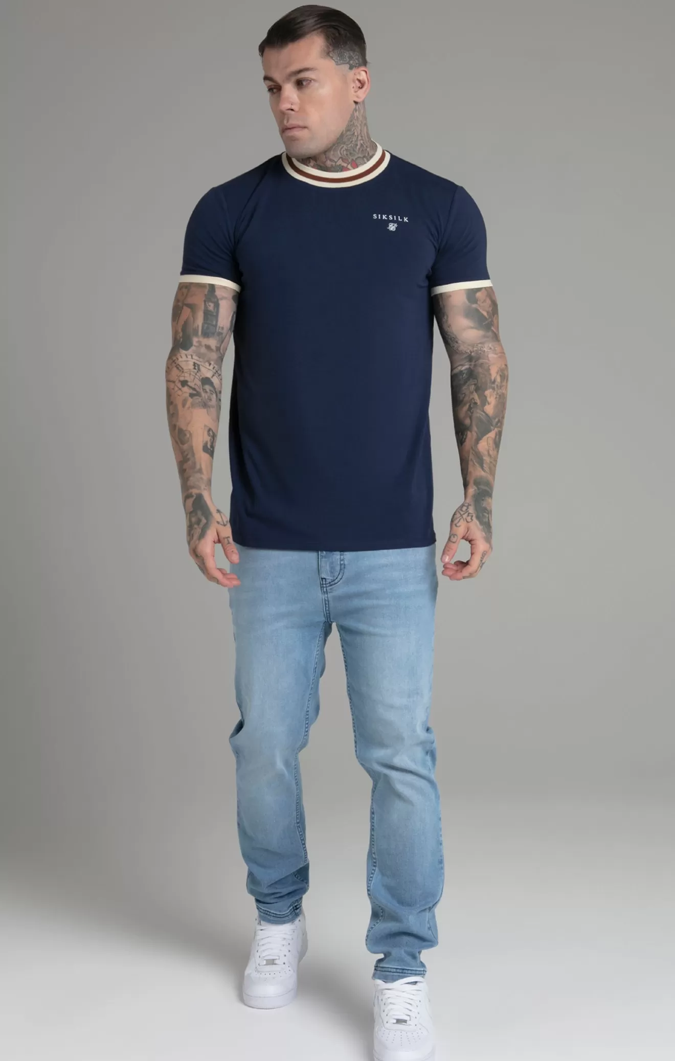 SikSilk T-Shirts^Navy Ringer T-Shirt