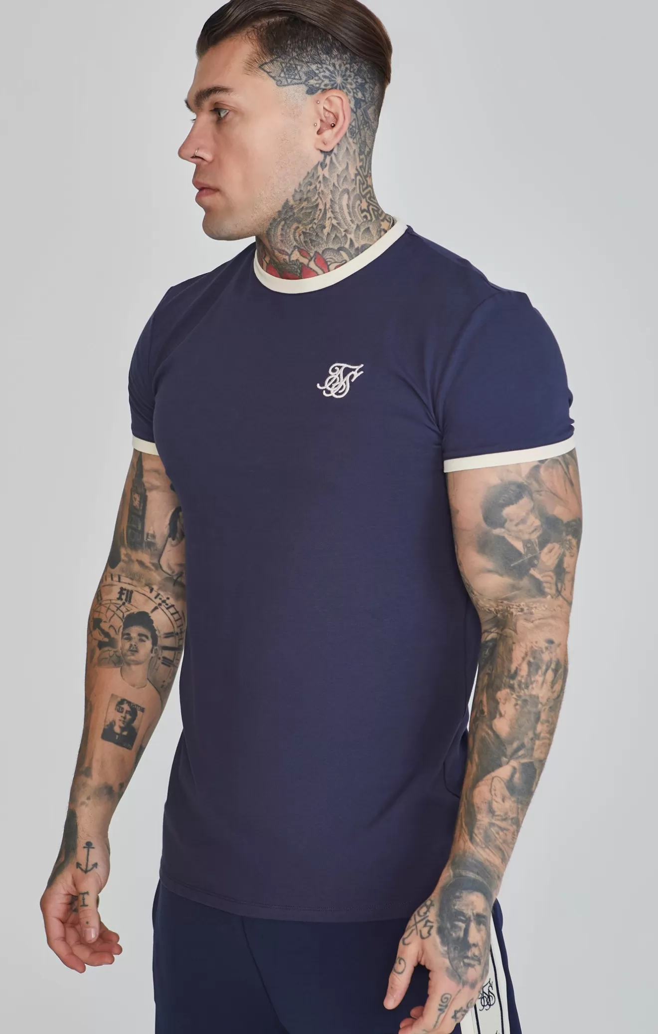 SikSilk T-Shirts^Navy Ringer T-Shirt