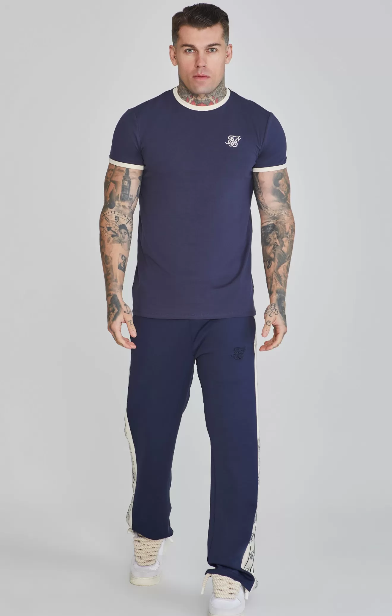 SikSilk T-Shirts^Navy Ringer T-Shirt