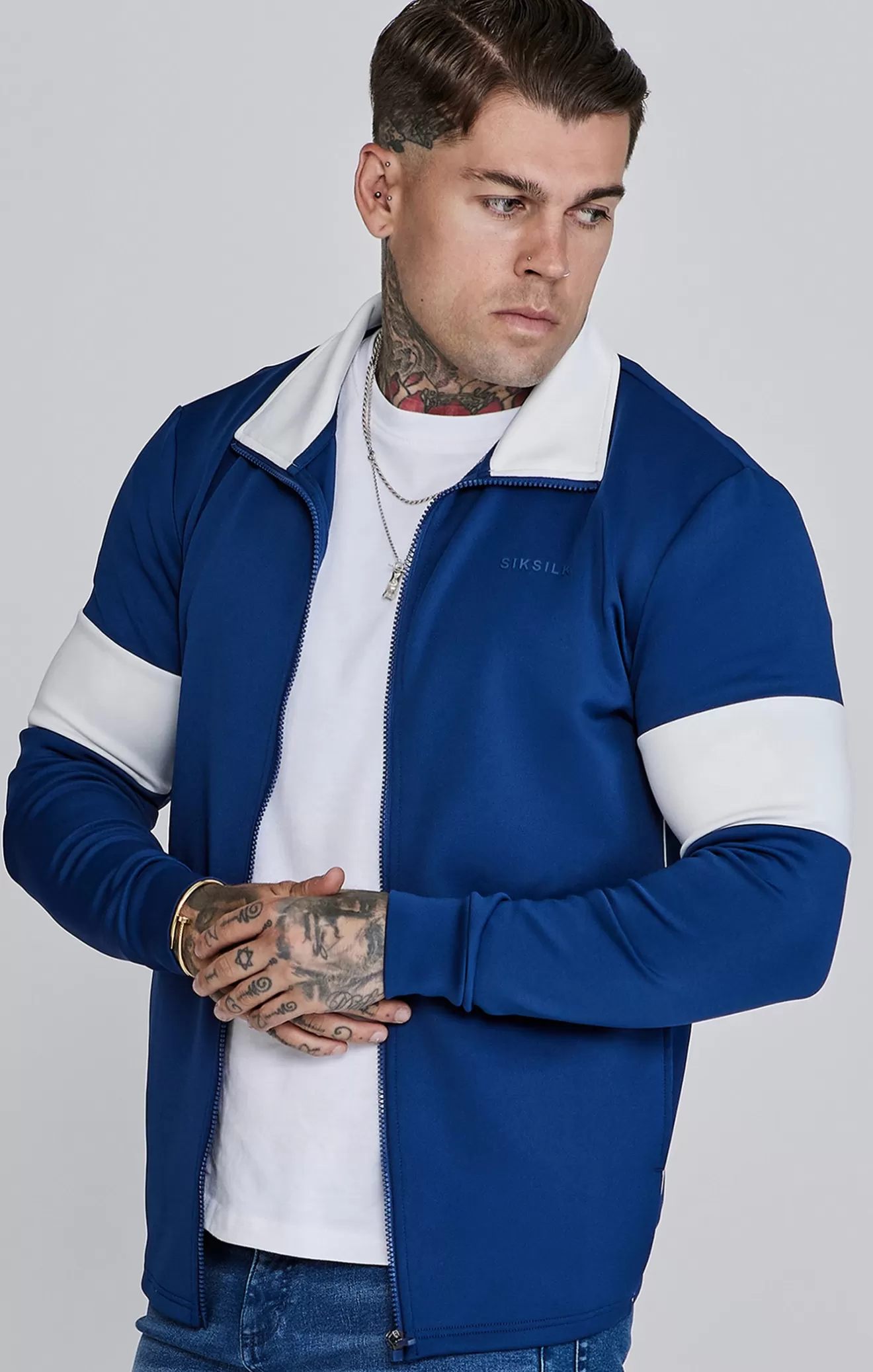 SikSilk Hoodies^Navy Track Top