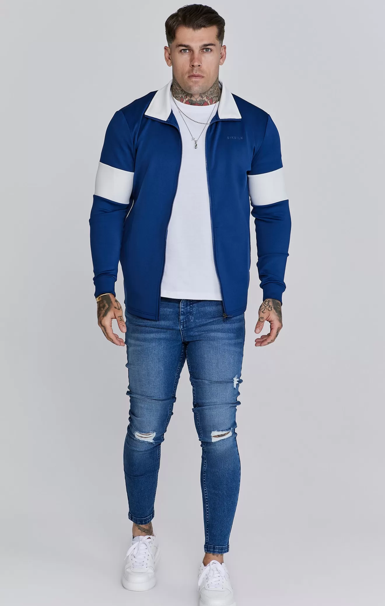 SikSilk Hoodies^Navy Track Top